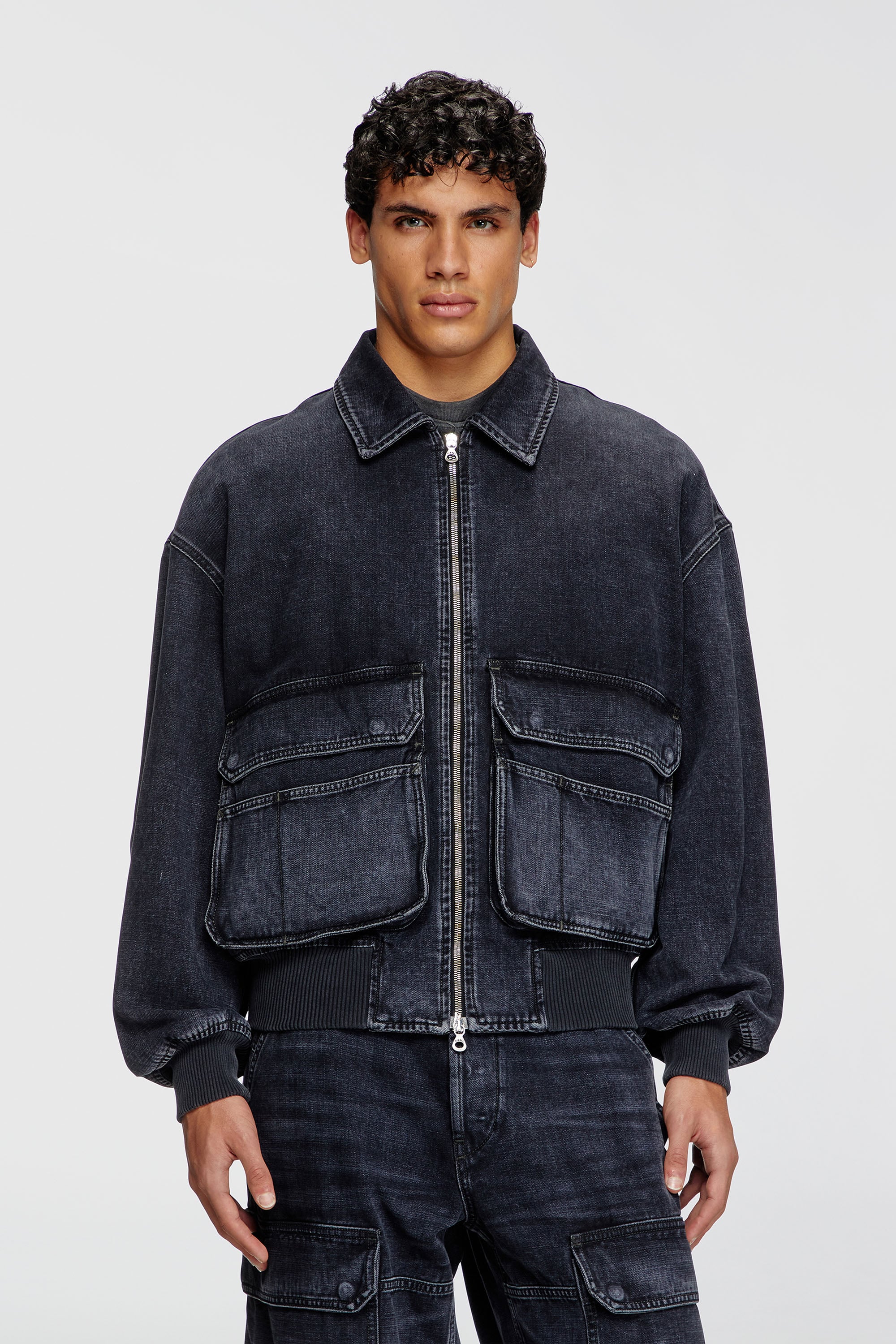 Diesel - D-KURZ, Unisex's Jacket in batavia-weave denim in Black - 1