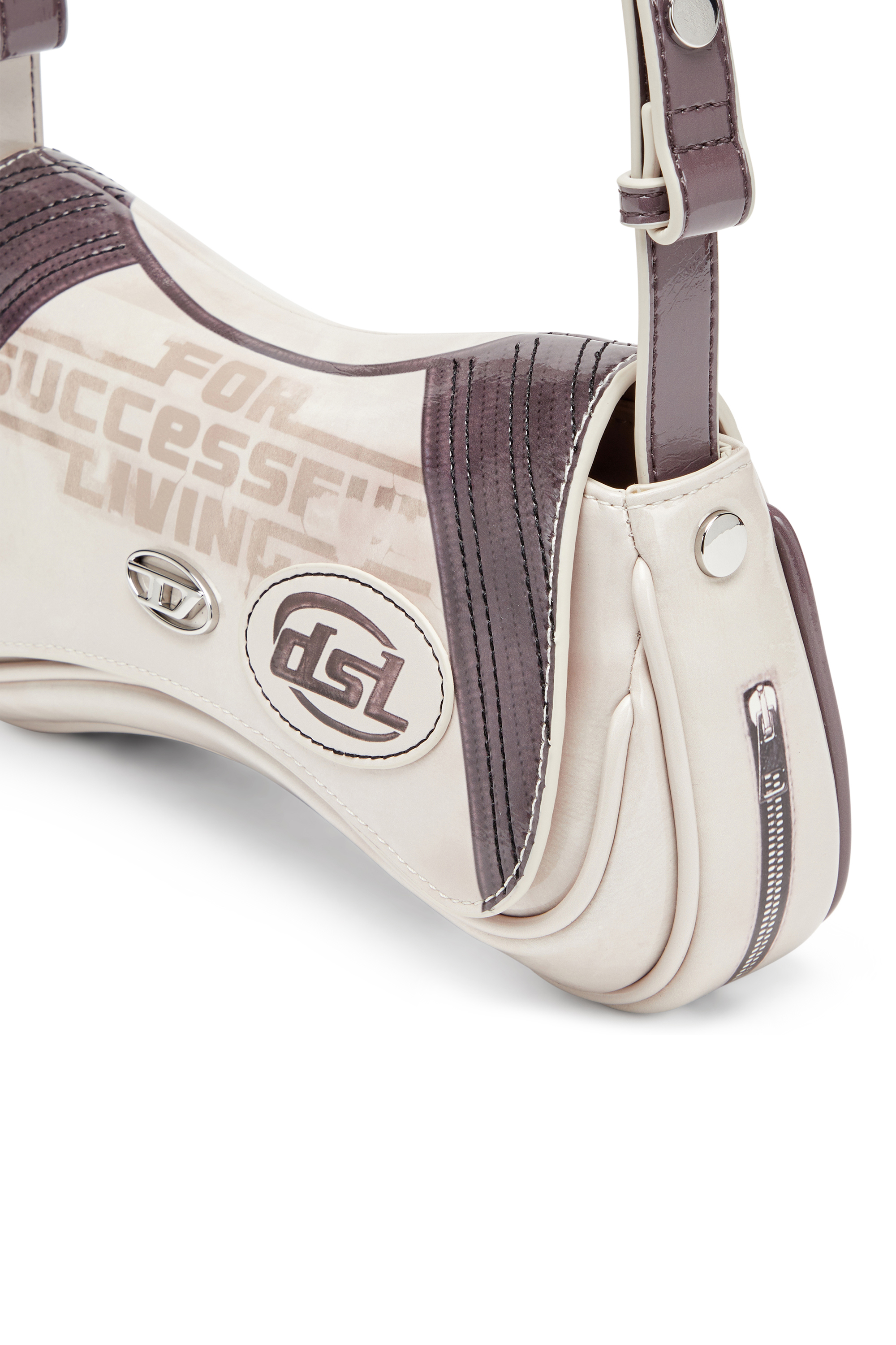 Diesel - PLAY CLUTCH, Play-Pochette brillante avec des d&eacute;tails de motard Femme in Gris - 6