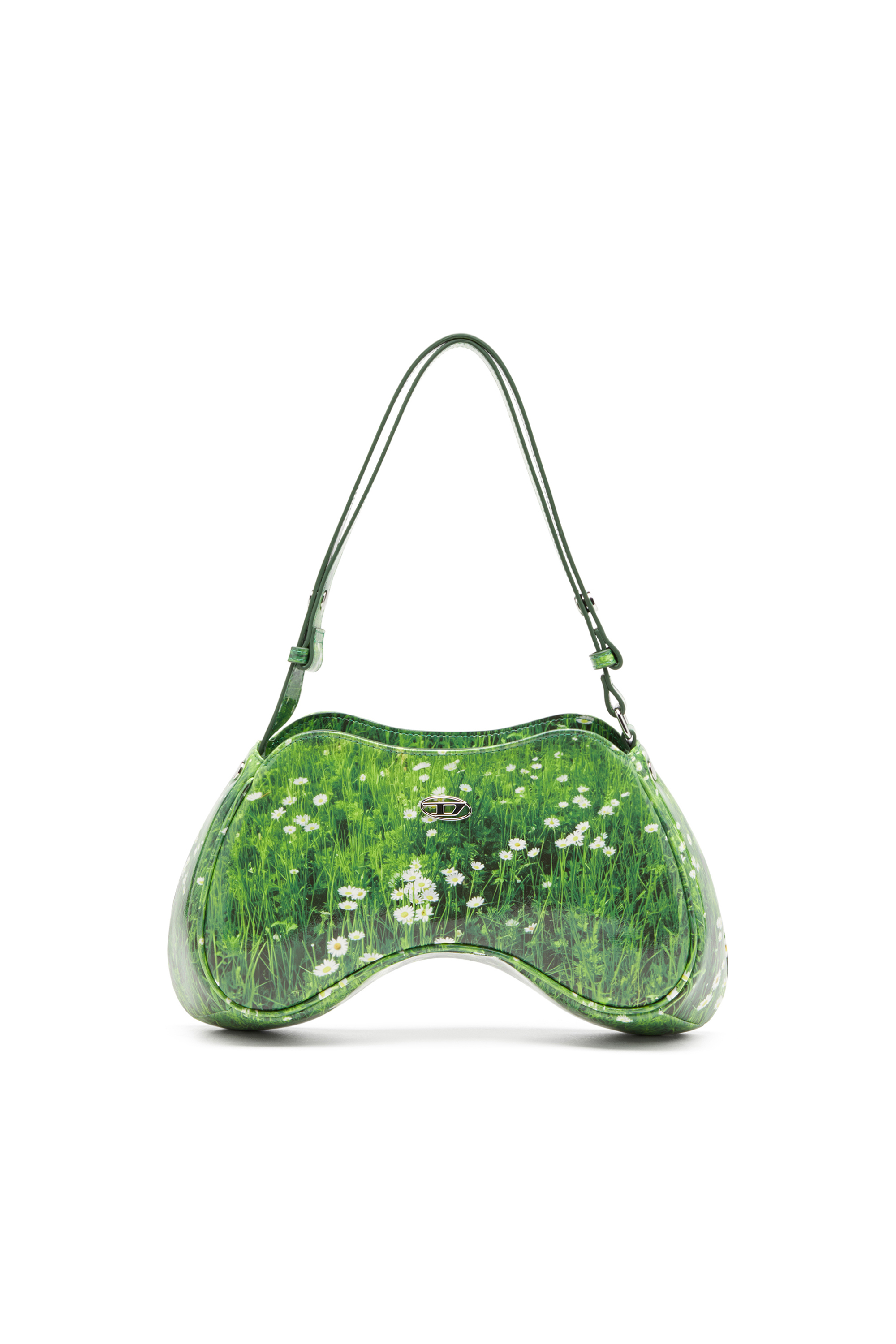 Diesel - PLAY SHOULDER, Play-Sac à bandoulière brillant avec imprimé félin Femme in Vert - 1