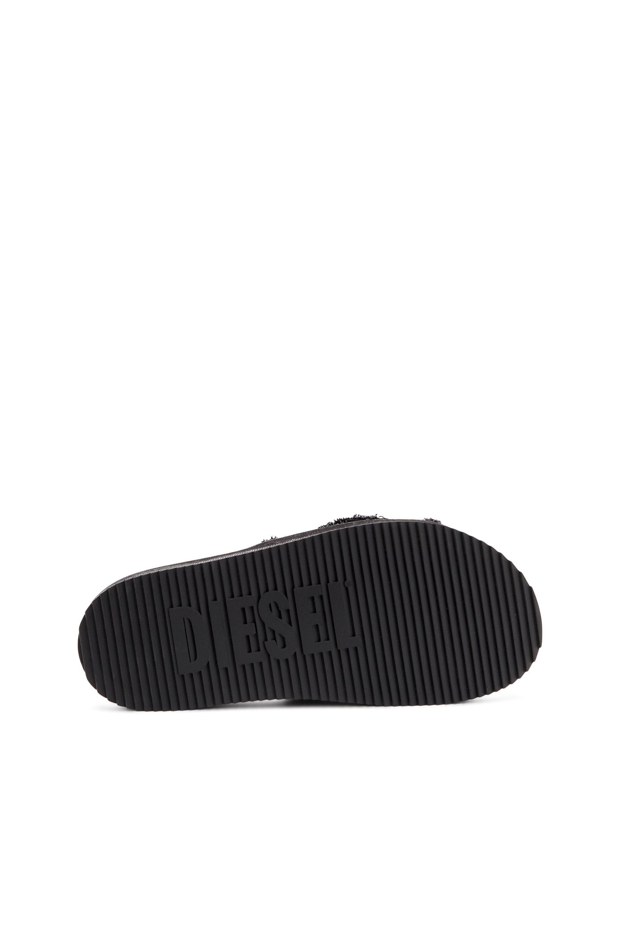 Diesel - SA-SLIDE D OVAL, Claquettes en denim vieilli Mixte in Noir - 4