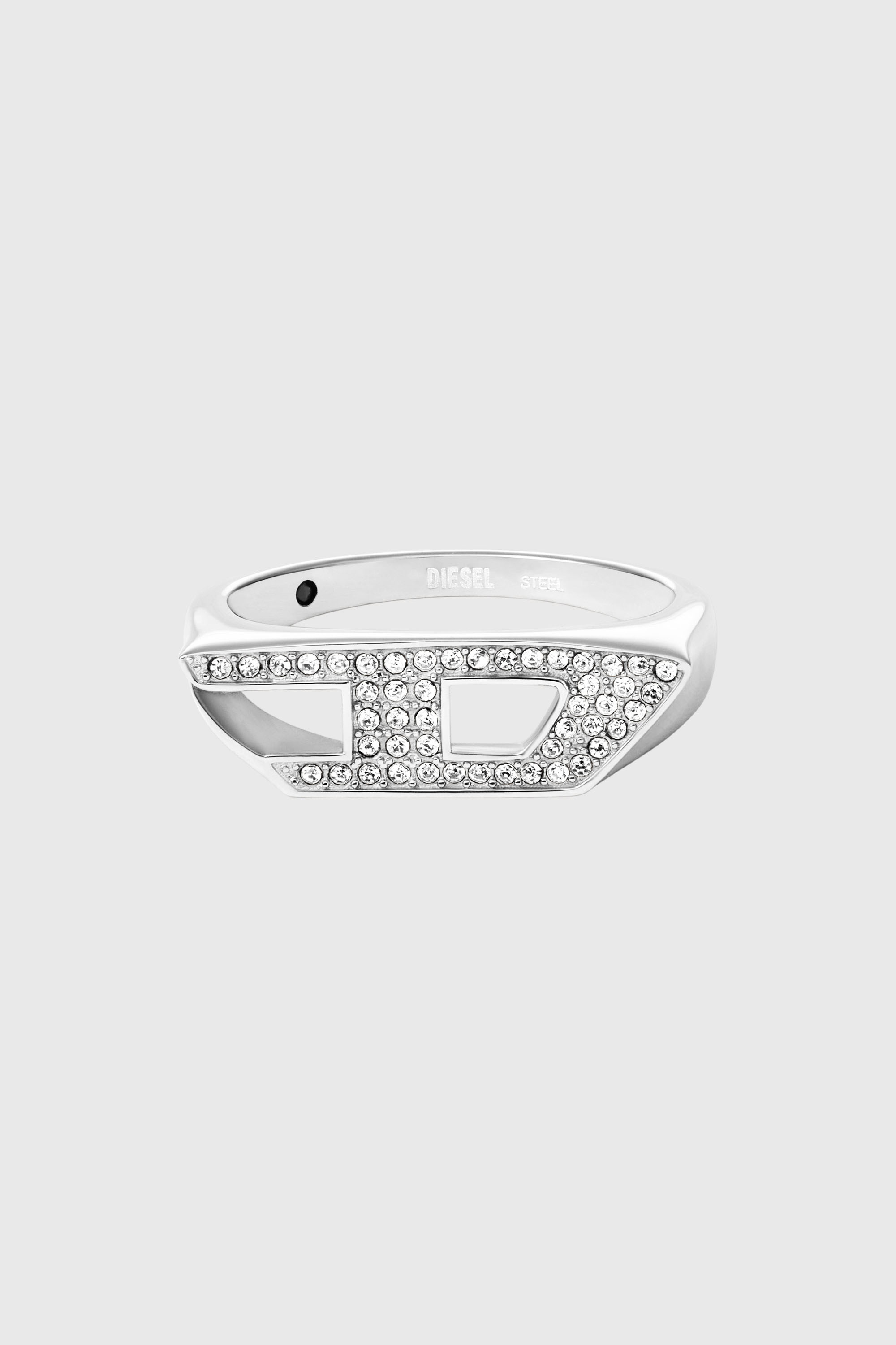 Diesel - DX1629040 JEWELLERY, Bague chevali&egrave;re scintillante en acier inoxydable Mixte in Gris argent&eacute; - 2