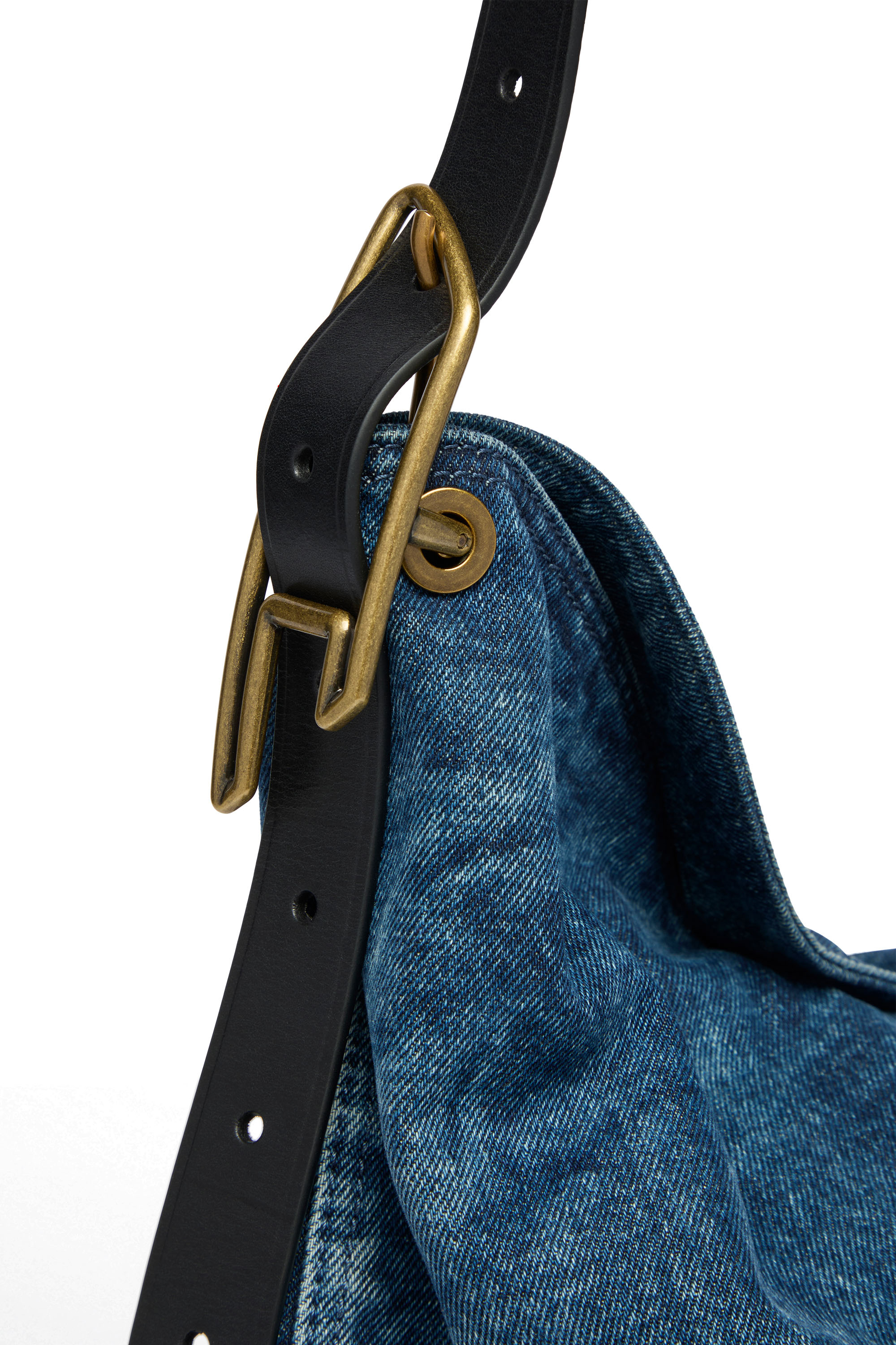 Diesel - D-LINE HOBO L, D-Line-Sac hobo en denim Femme in Bleu - 4