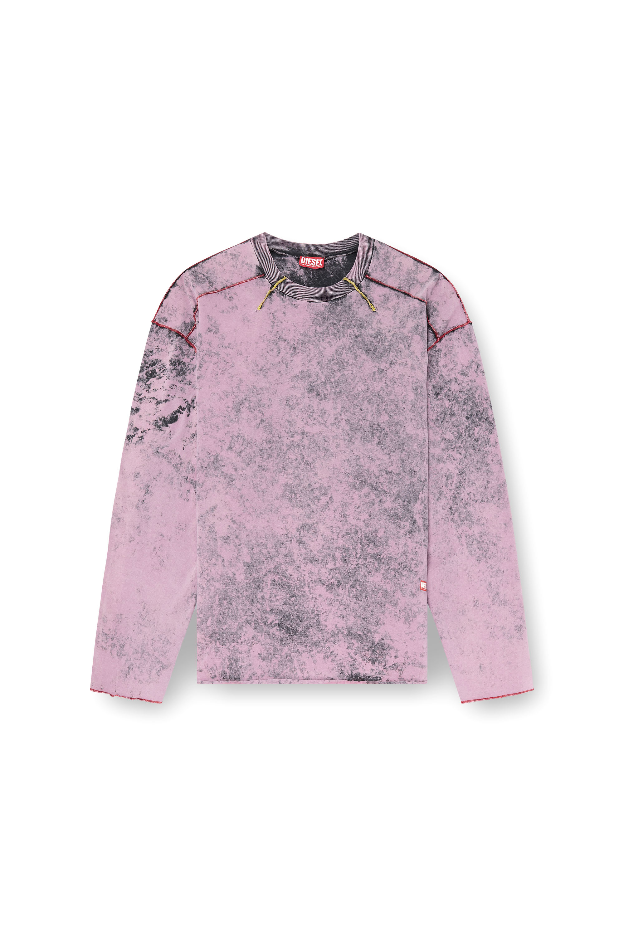 Diesel - T-CRAHOR-LS-R1, T-shirt à manches longues traité Homme in Rose - 3