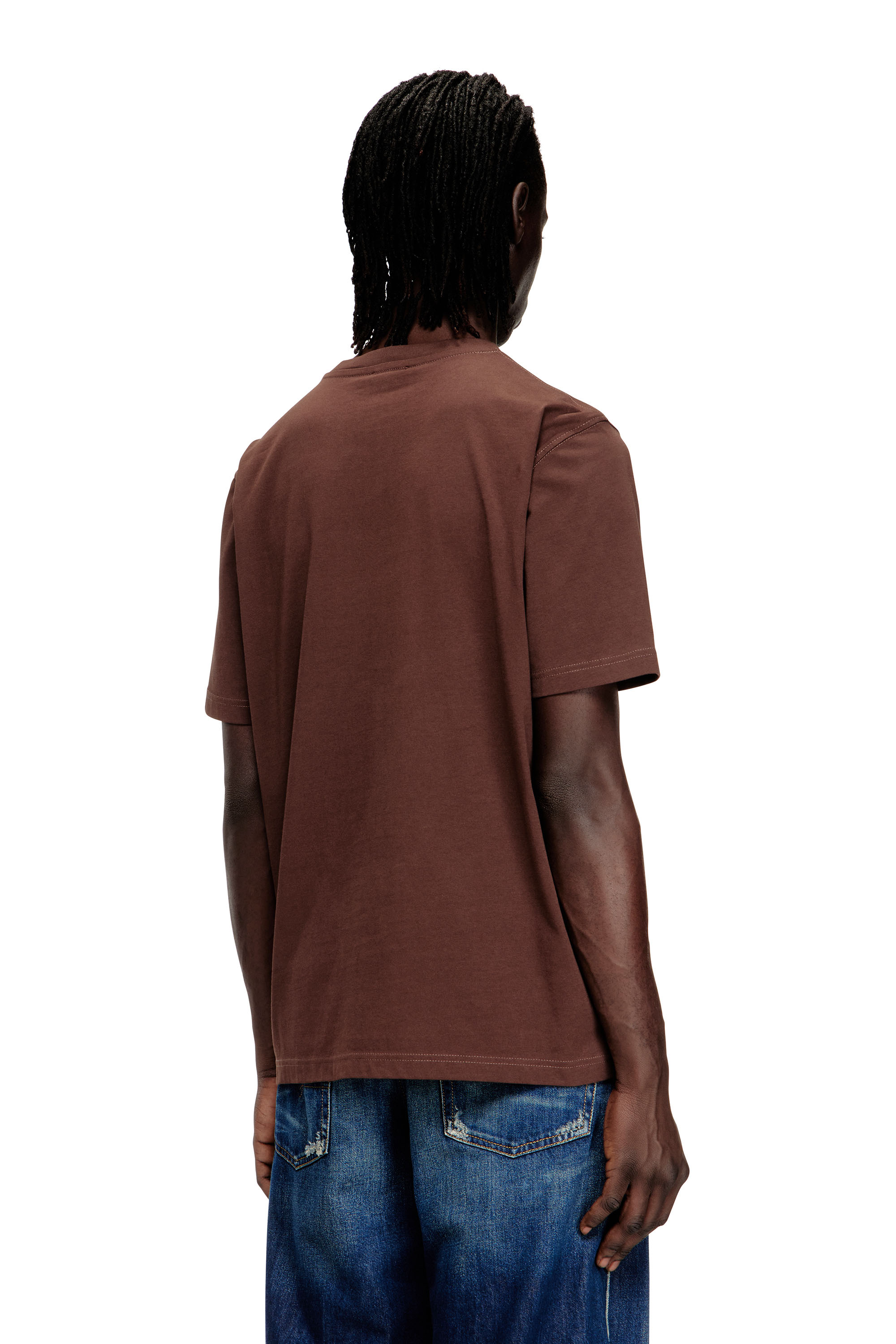 Diesel - T-ADJUST-V5, T-shirt en coton classique avec impression en relief Homme in Marron - 4
