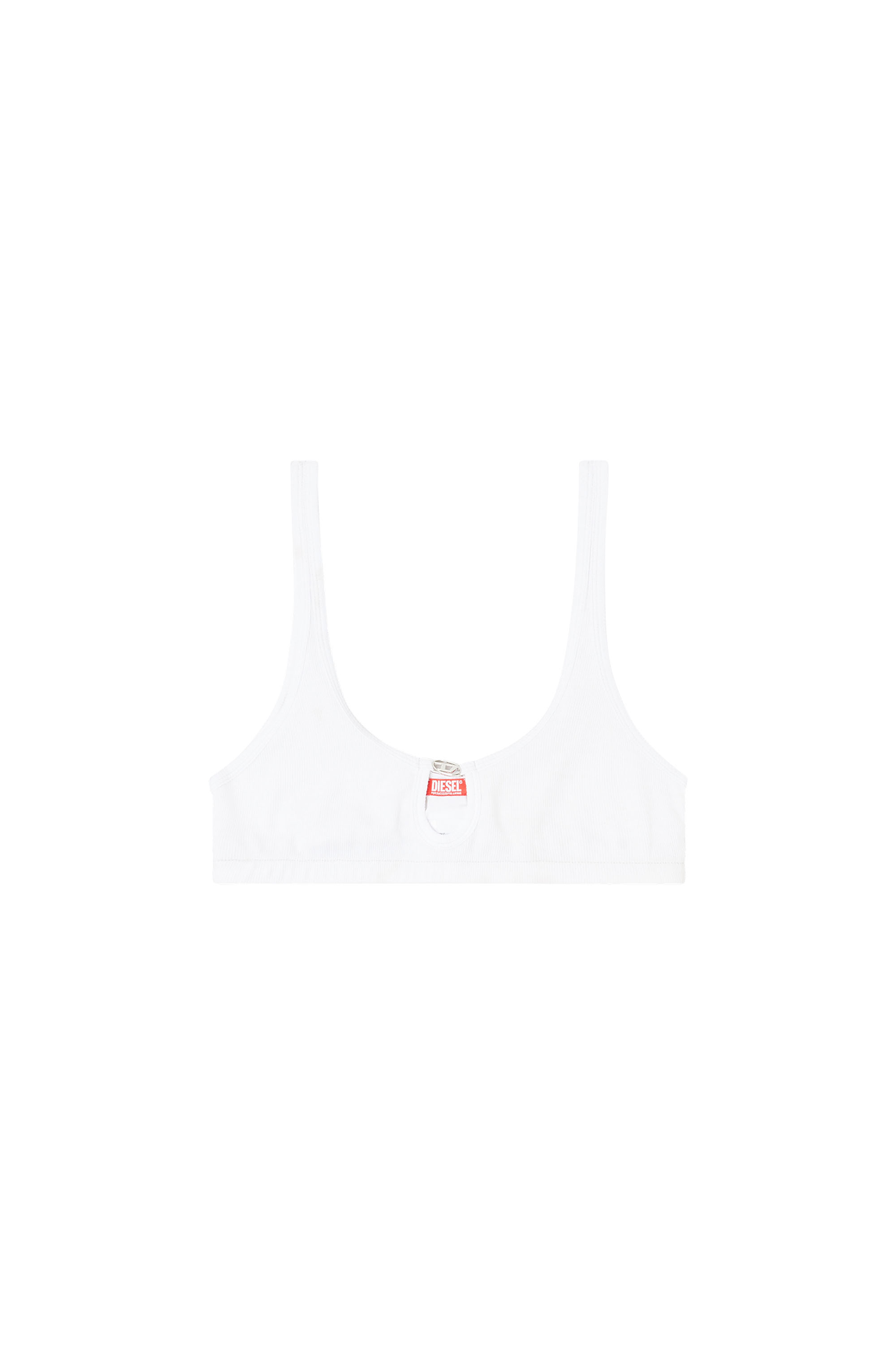 Diesel - FLORENCE-DNM, Soutien-gorge souple en coton c&ocirc;tel&eacute; avec bijou Oval D Femme in Blanc - 2