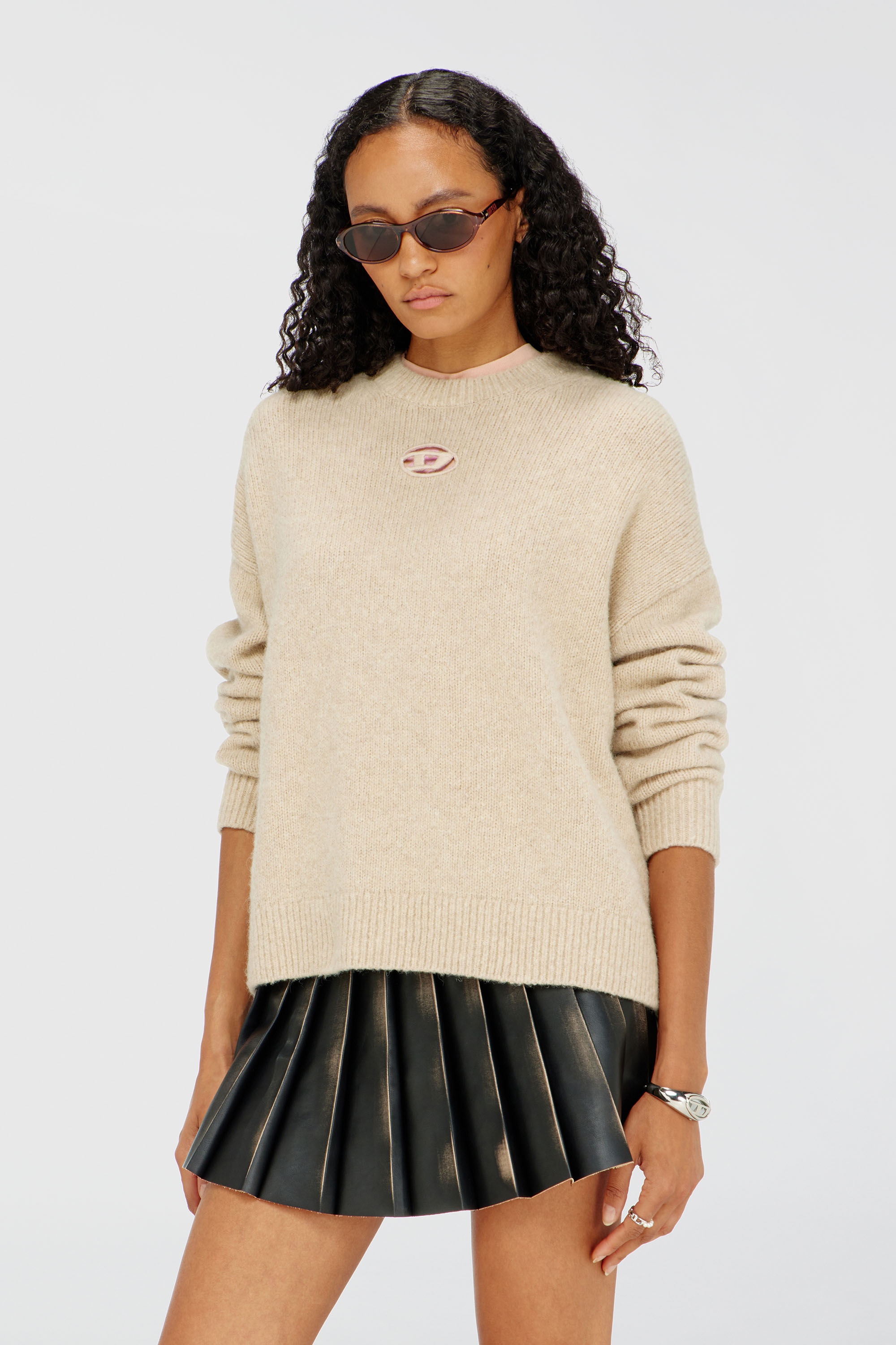 Diesel - M-AREETA, Pull en laine et m&eacute;lange d'alpaga Femme in Beige - 1