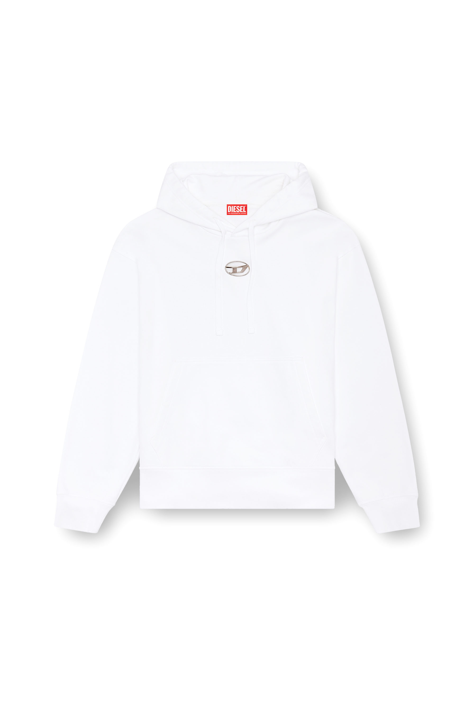 Diesel - S-MACS-HOOD-OD, Sweat-shirt &agrave; capuche oversize avec logo m&eacute;tallis&eacute; Homme in Blanc - 2