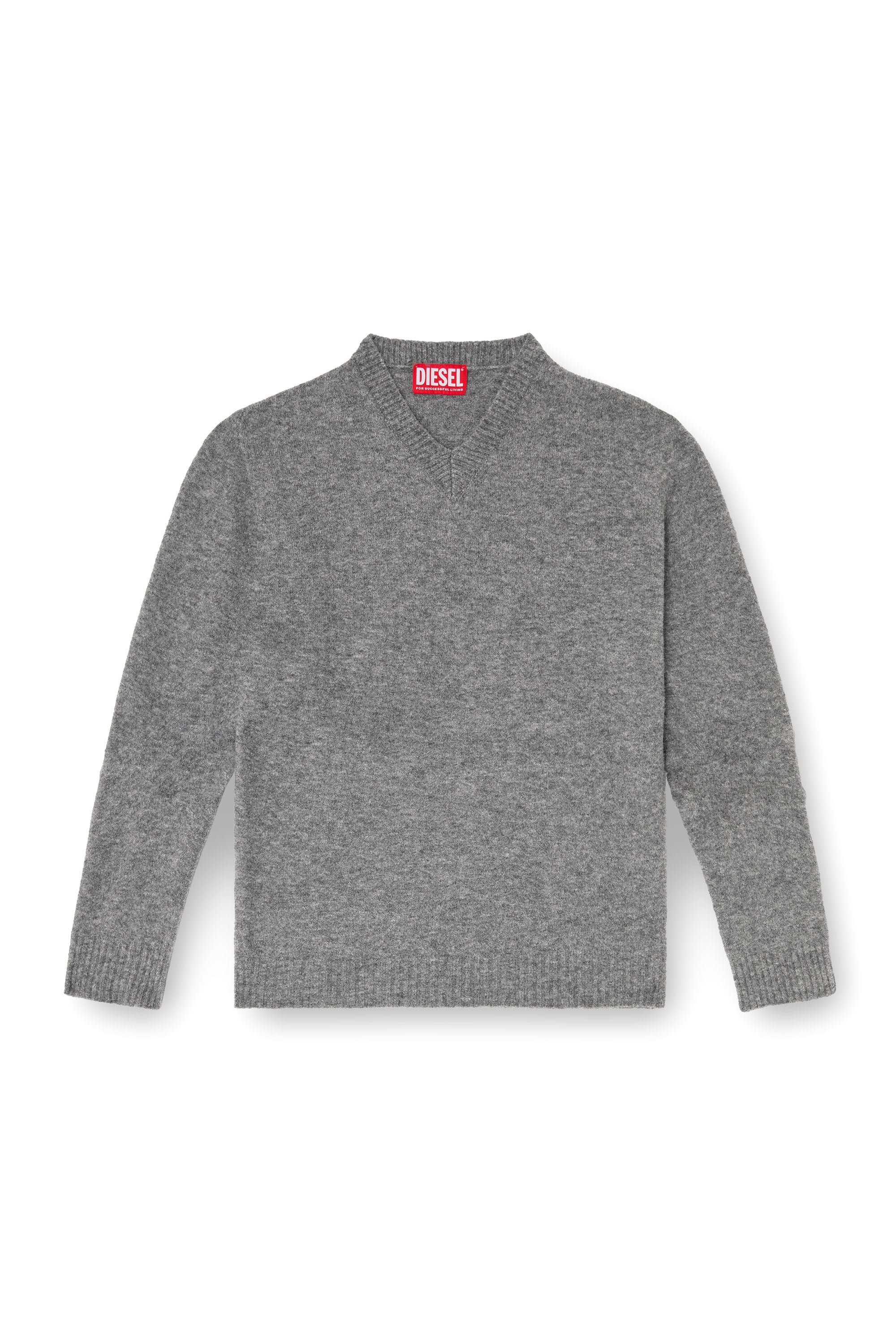 Diesel - K-ANDIE, Pull en maille foul&eacute;e froiss&eacute;e &agrave; col en V Homme in Gris - 2