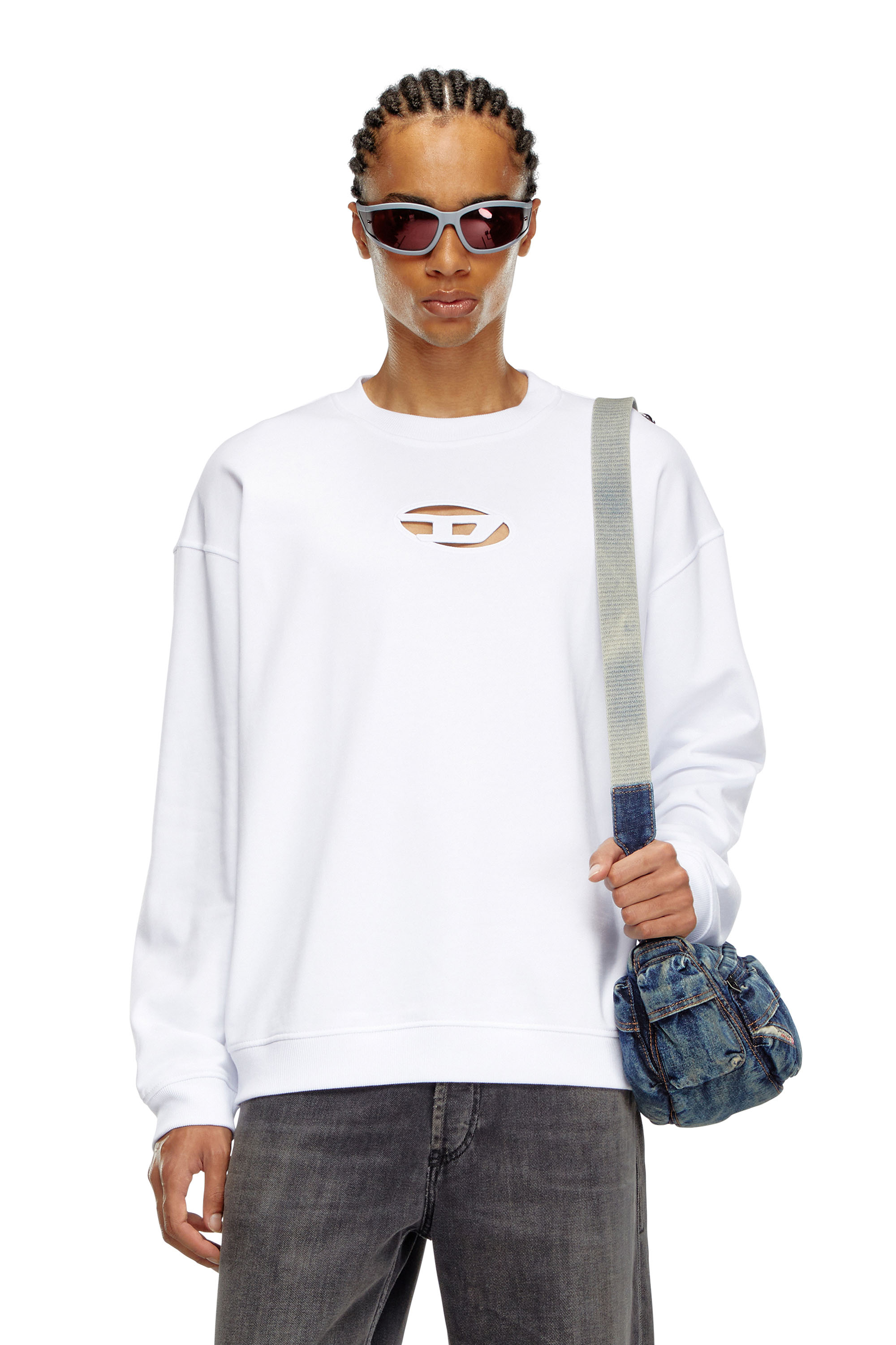Diesel - S-BOXT-OD, Homme Sweat-shirt avec cut-out Oval D in Blanc - Image 1