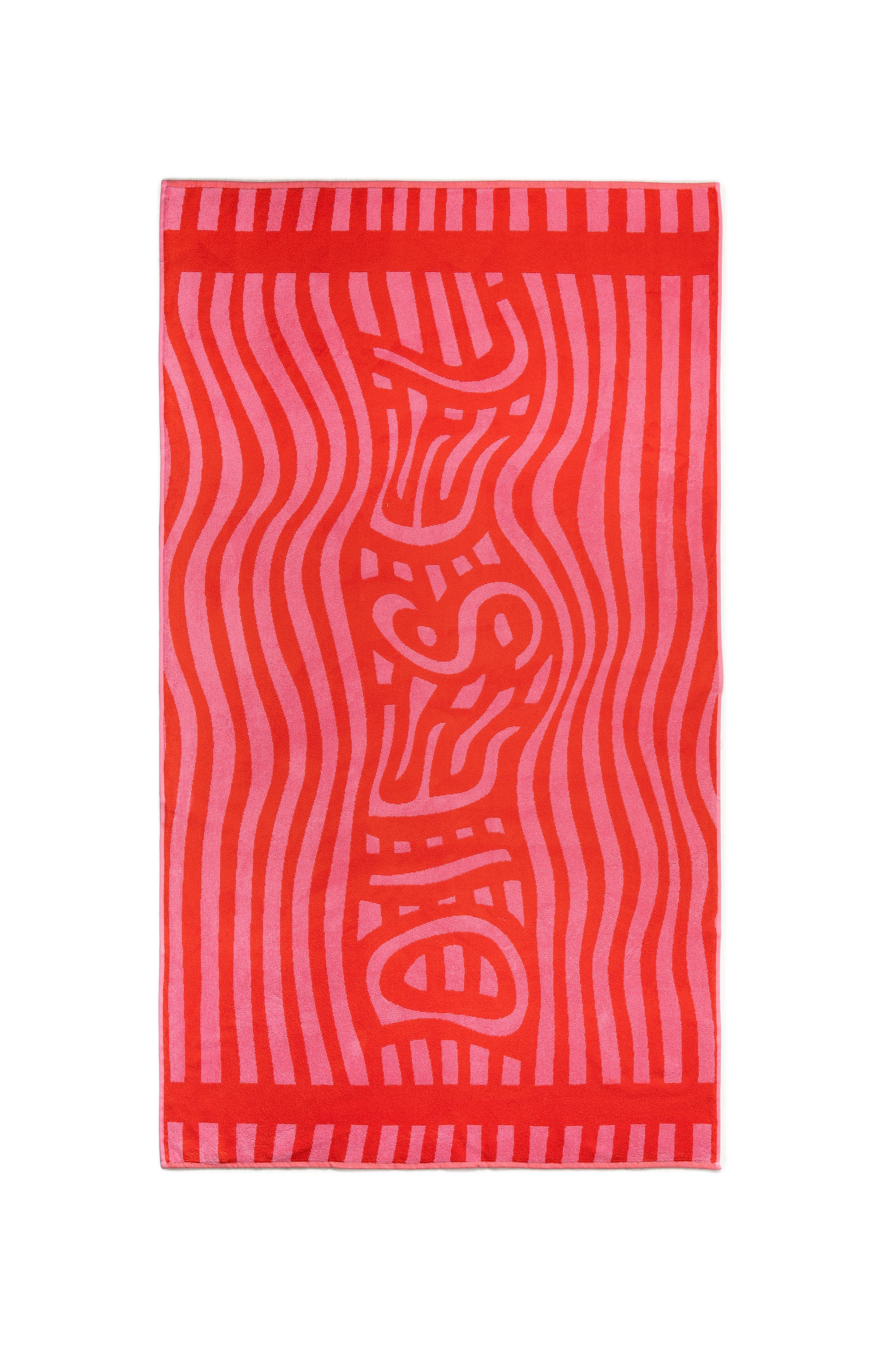 Diesel - 1018163  STRIPES PINK/RED TOWEL, Serviette &eacute;ponge 100x180 cm Mixte in Rouge - 1