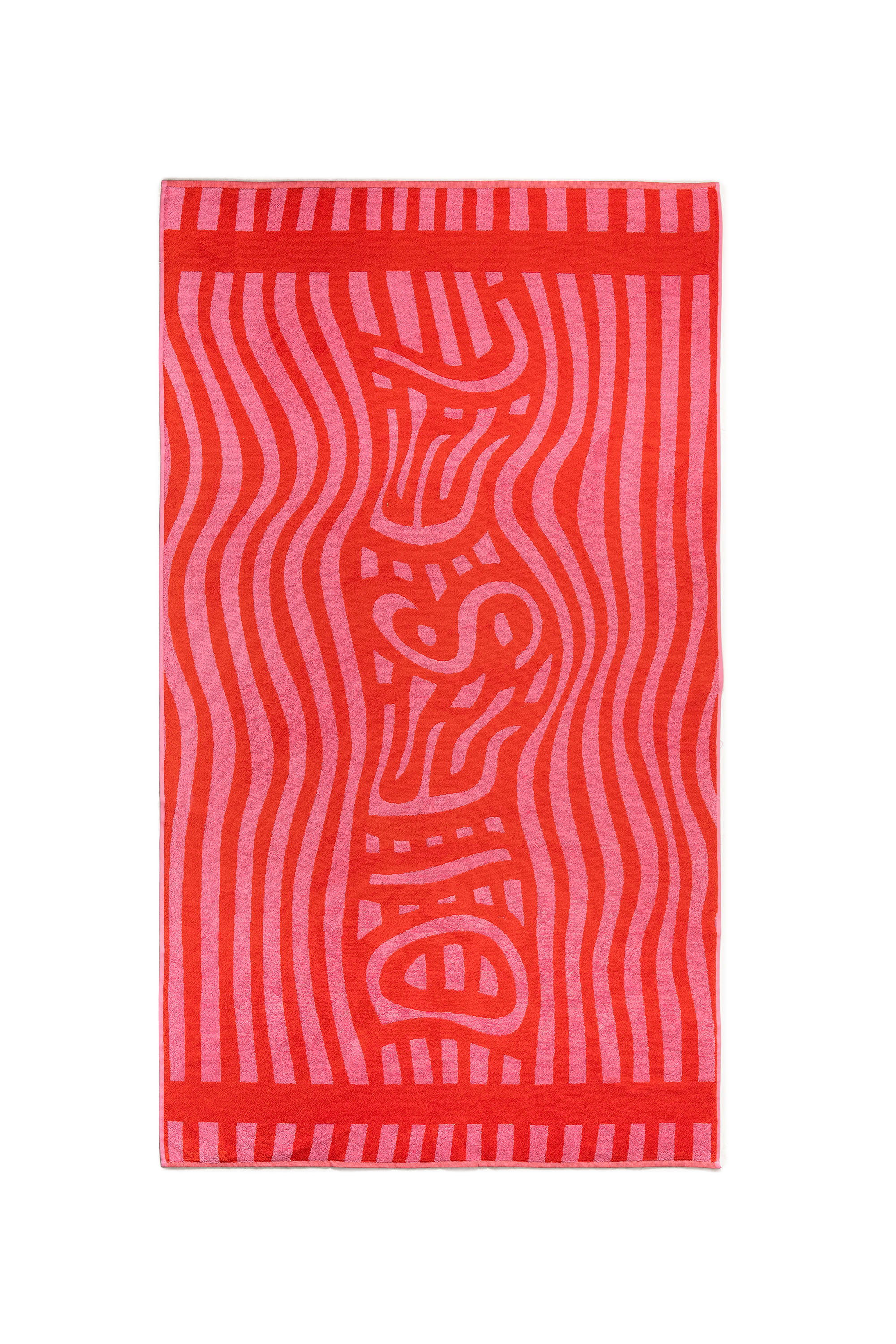 Diesel - 1018163  STRIPES PINK/RED TOWEL, Serviette &eacute;ponge 100x180 cm Mixte in Rouge - 1