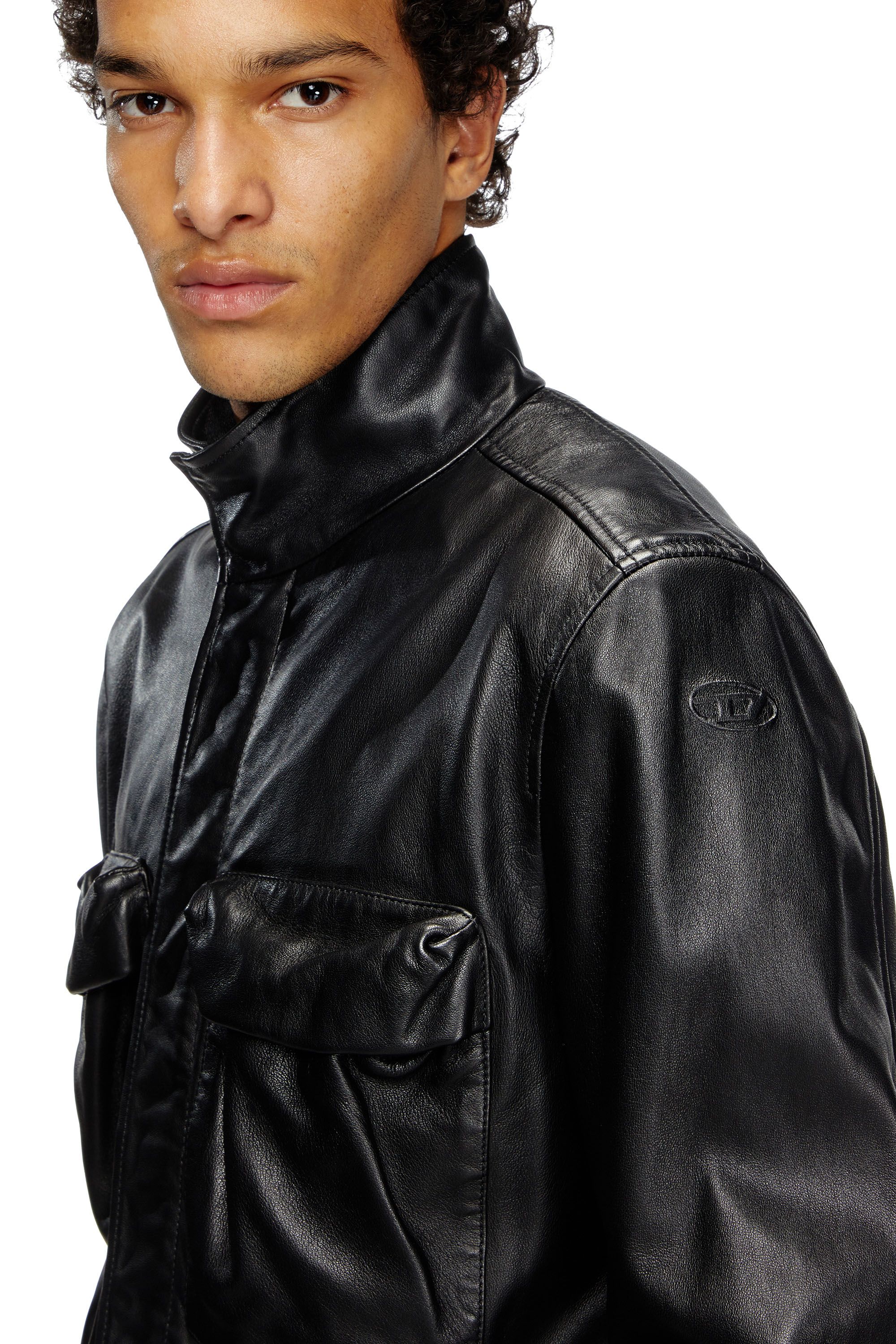 Diesel - L-GAST, Veste en cuir avec poches utility Mixte in Noir - 5