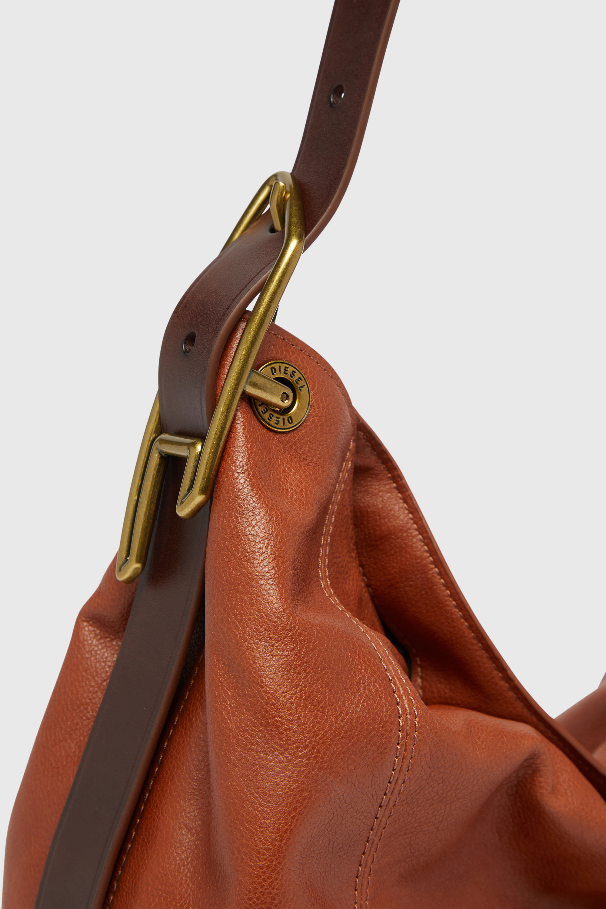 Diesel - D-LINE HOBO S, D-Line-Sac port&eacute; &eacute;paule en cuir Femme in Marron - 6