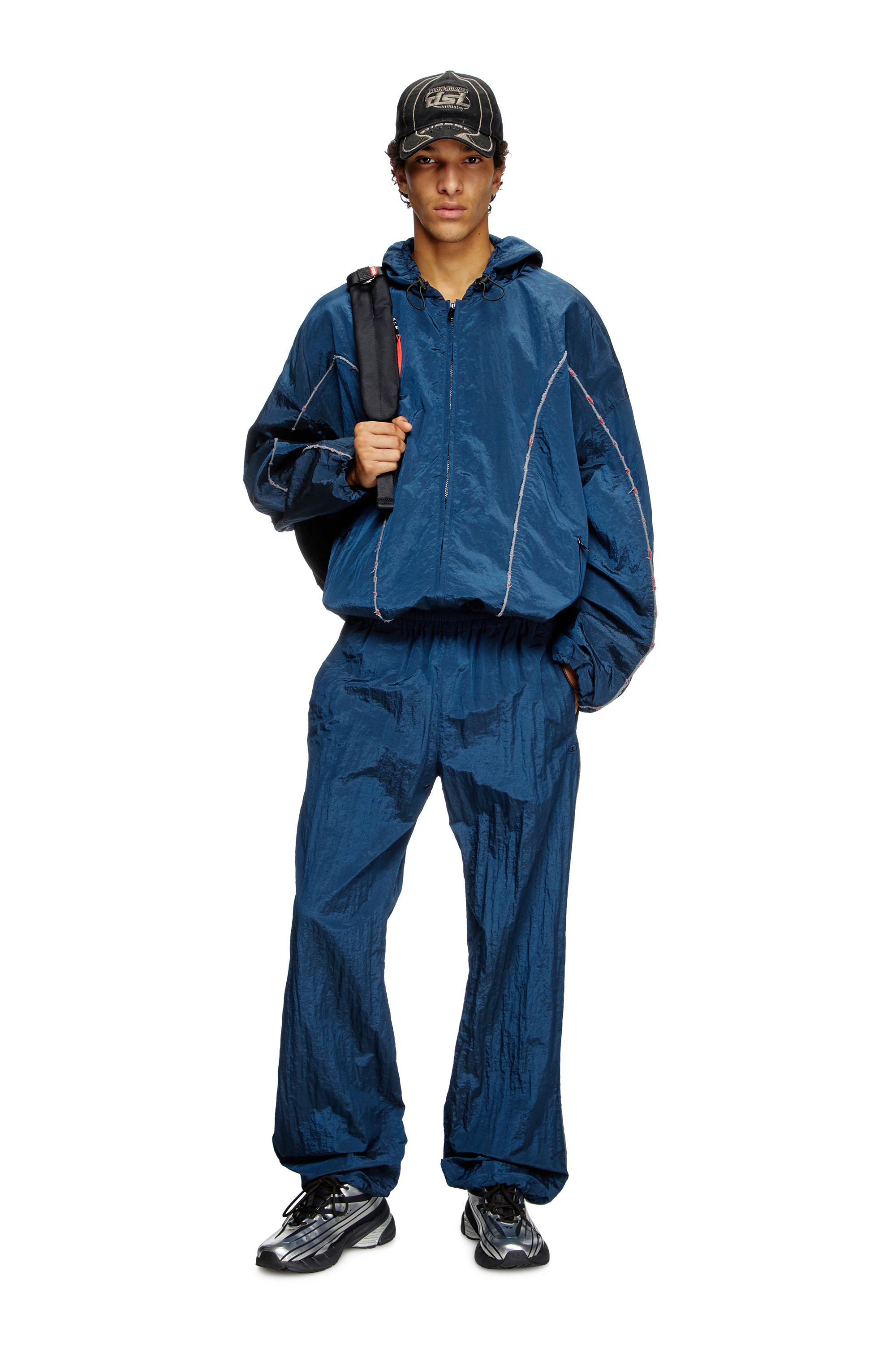 Diesel - P-ANTHEIT, Man's Track pants with distressed piping in Blue - 1