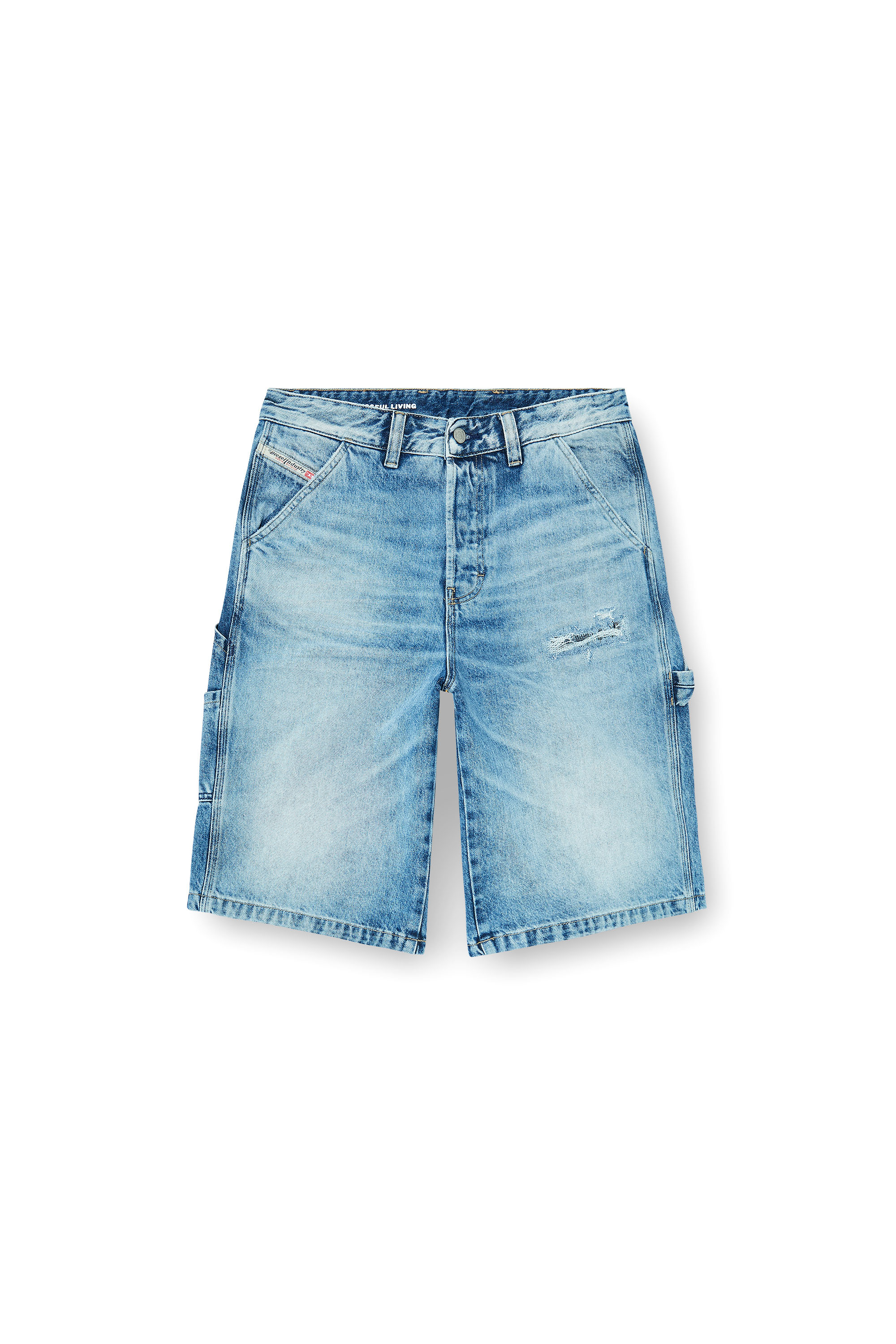 Diesel - D-LIVERY-W-SHORT, Short Relaxed en denim fluide avec abrasions Homme in ToBeDefined - 2