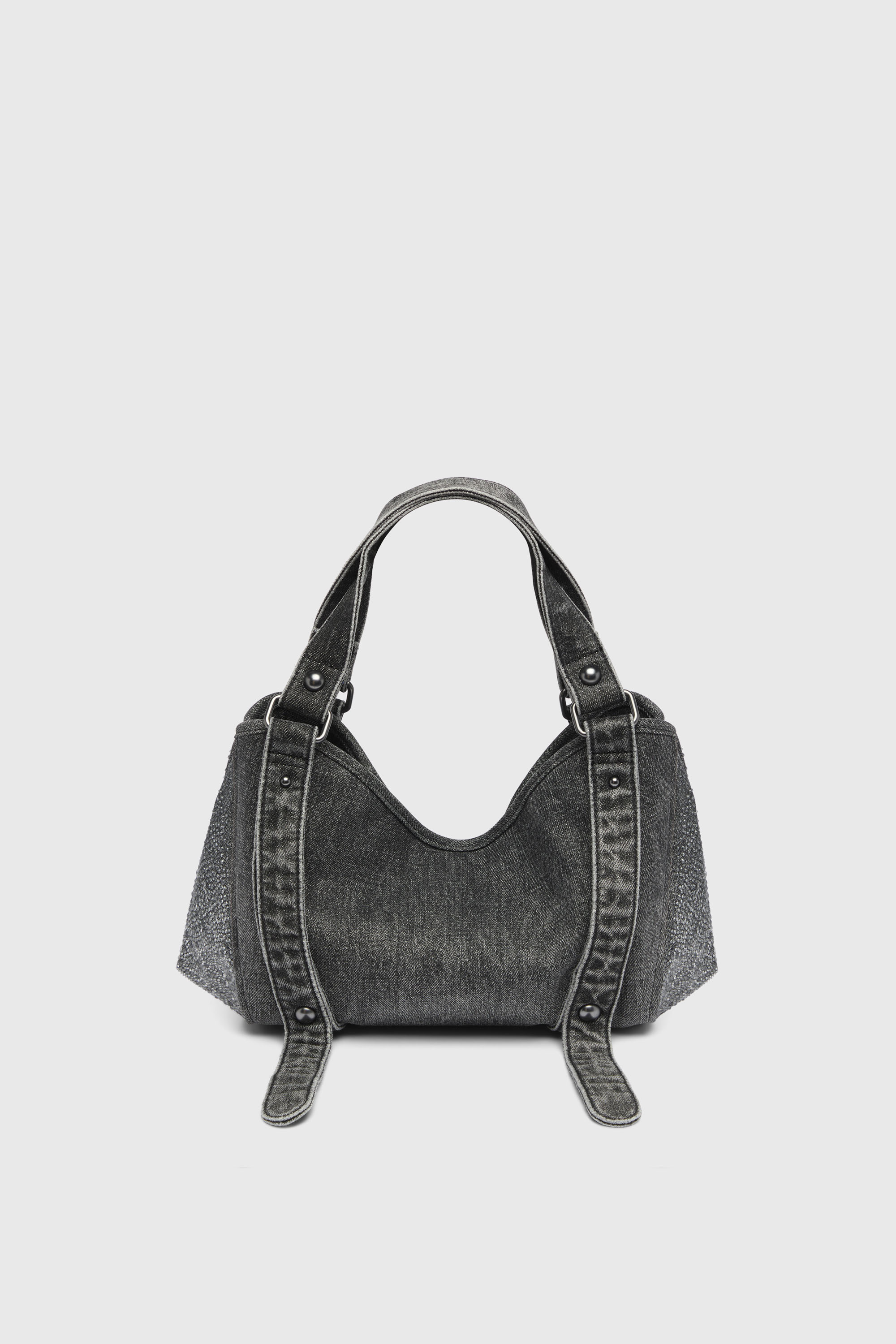Diesel - D-ONE TOPHANDLE S, D-One-Sac small &agrave; poign&eacute;e sup&eacute;rieure en denim solaris&eacute; orn&eacute; de cristaux Femme in Noir - 2