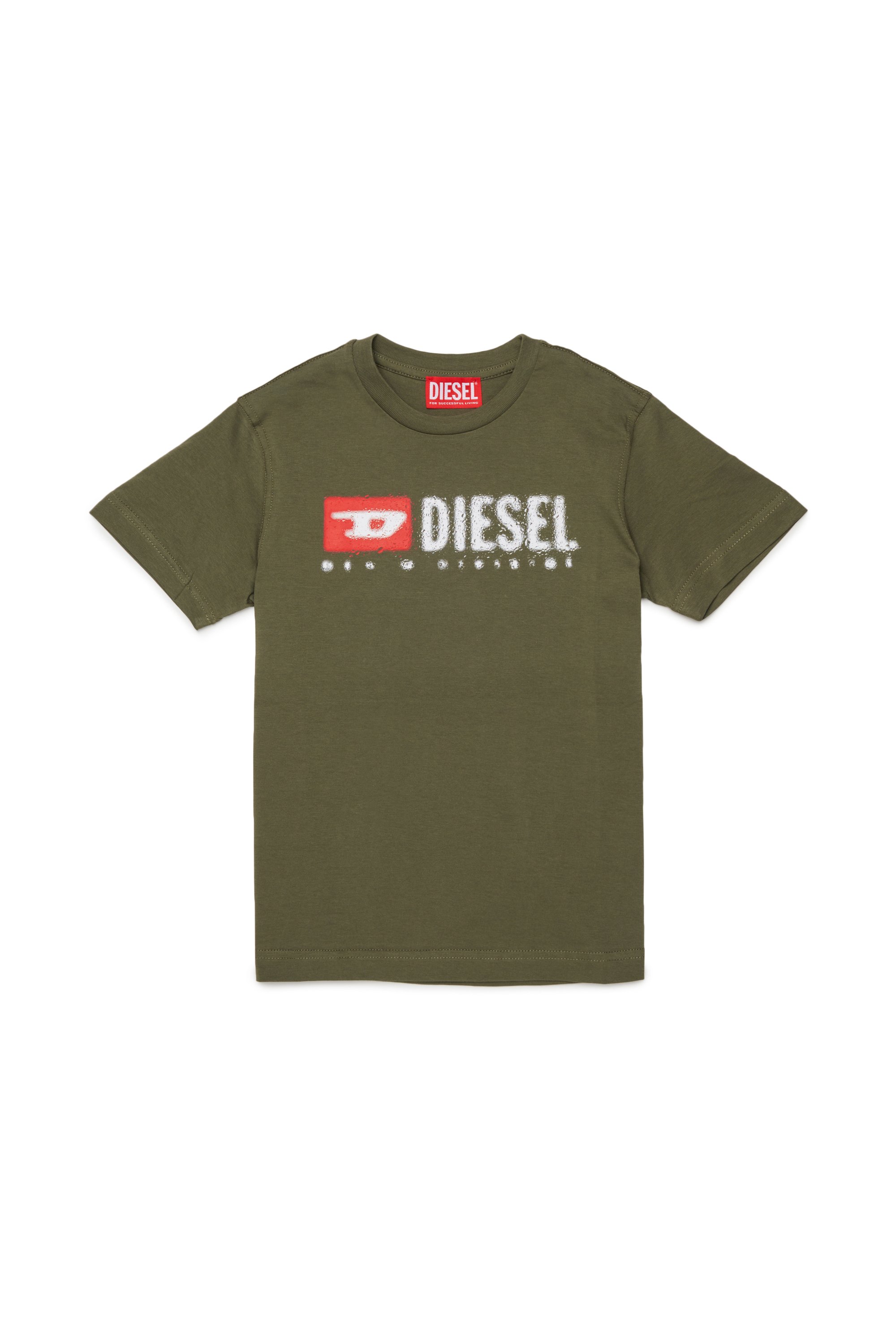 Diesel - TADJUSTK14, Man's Cotton T-shirt with printed logo in Military Green - 1