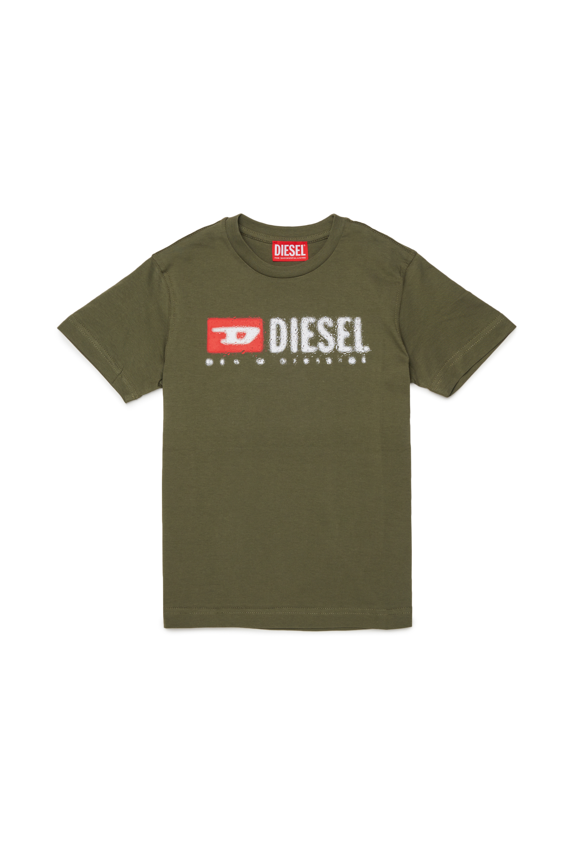 Diesel - TADJUSTK14, T-shirt en coton avec logo imprimé Homme in Vert - 1