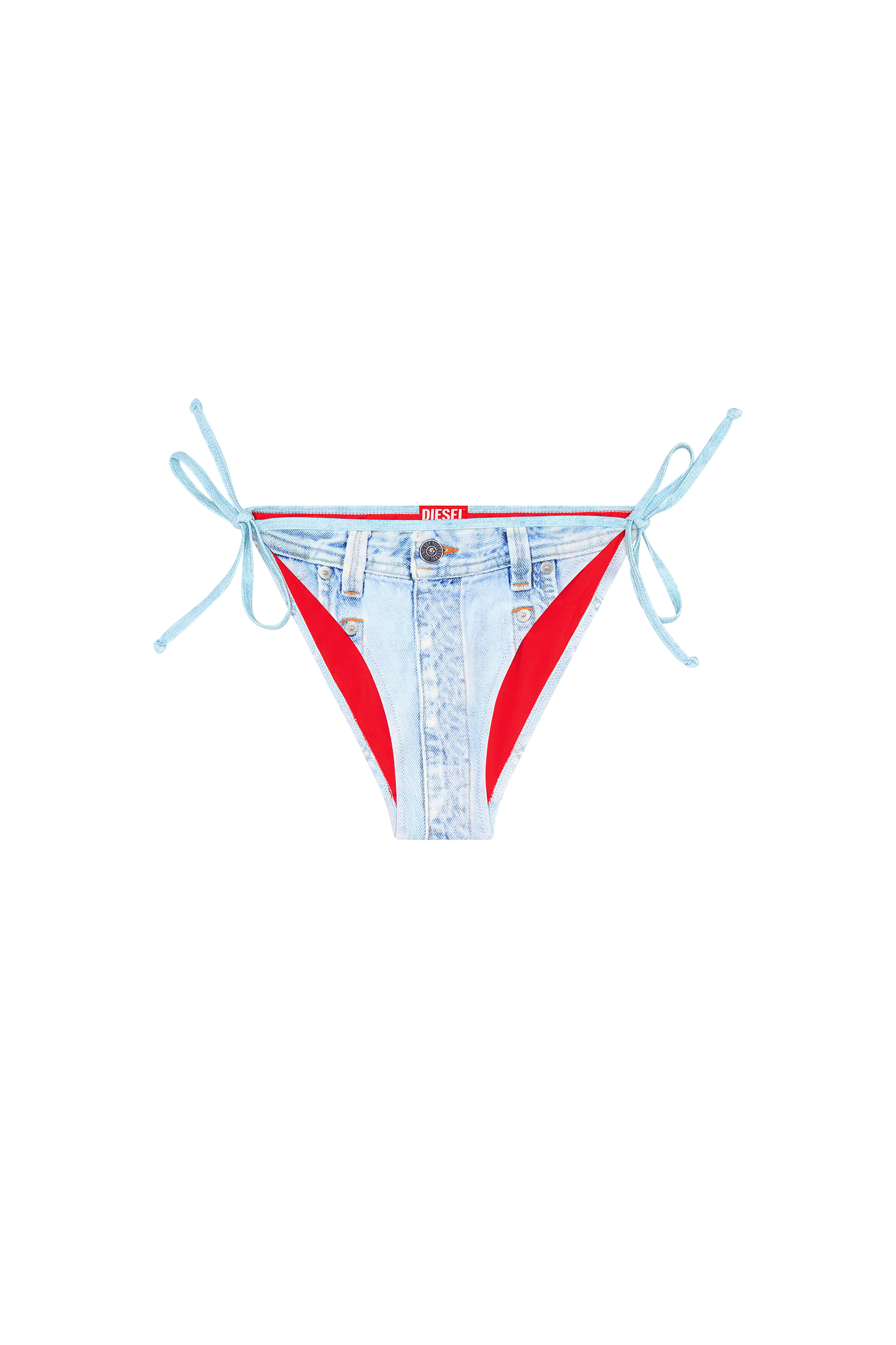 Diesel - BFPN-BRIGITTES, Culotte de bikini avec effet denim trompe l'&oelig;il Femme in Bleu - 4