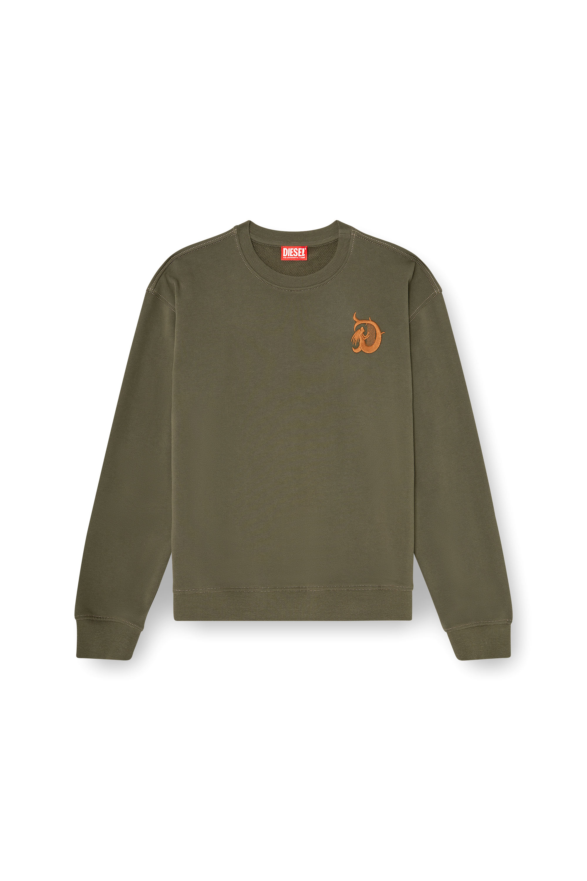 Diesel - S-NORM-AA4, Sweat-shirt avec broderie et imprim&eacute; flock Homme in Vert - 3