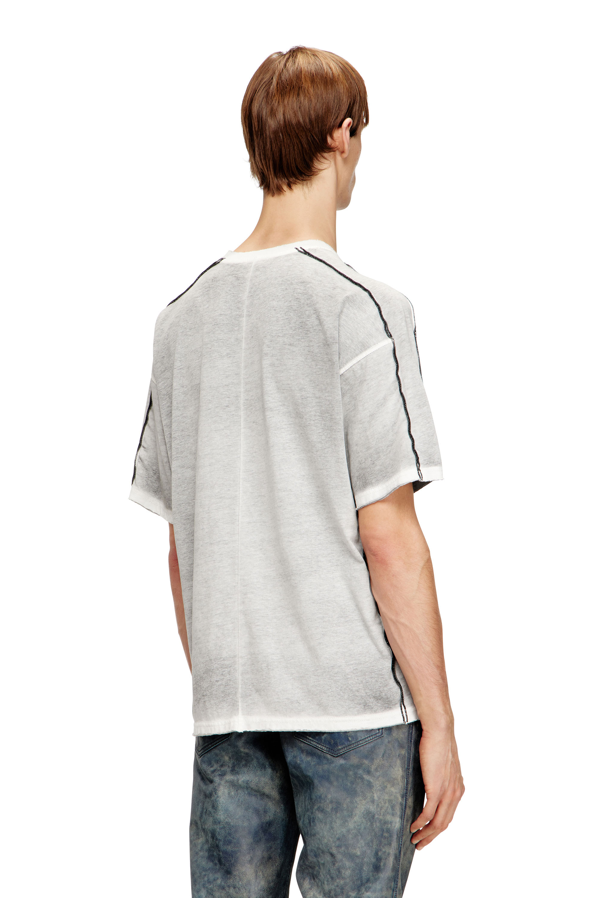 Diesel - T-RIVEN, T-shirt en coton d&eacute;contract&eacute;e avec effet spray de couleur Homme in Gris - 4