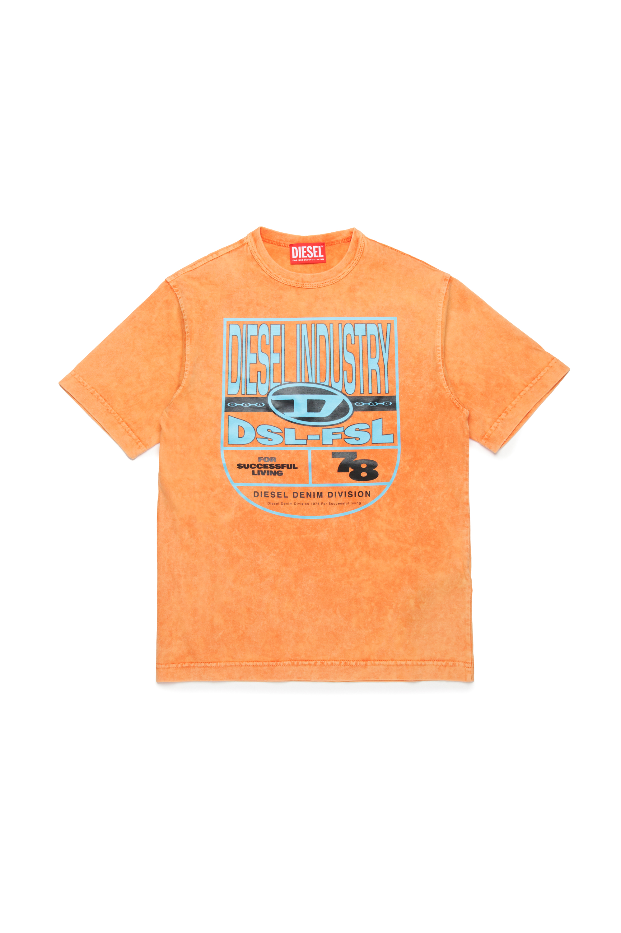 Diesel - TWASHN1 OVER, T-shirt marbré avec logo graphique Homme in Orange - 1