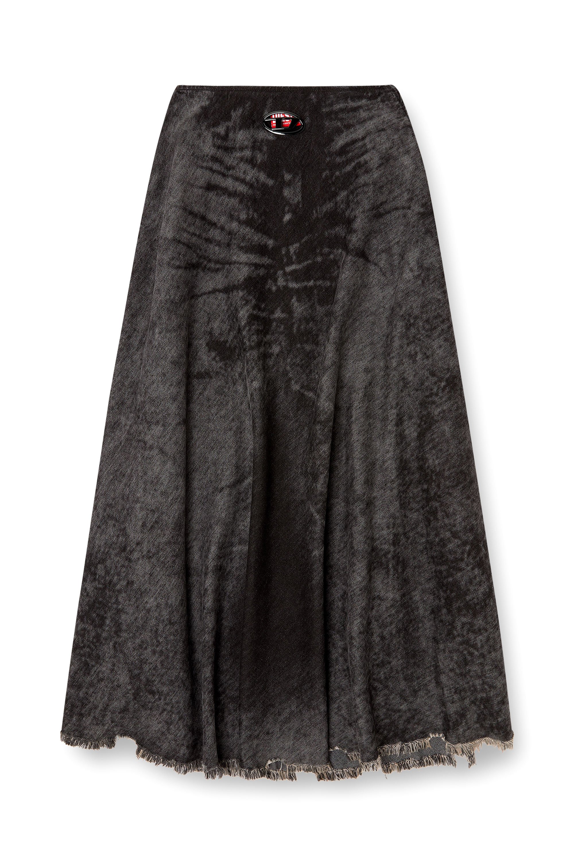 Diesel - DE-HANNIE-FSH, Jupe ample en denim de coton et chanvre gravé au laser Femme in Noir - 3