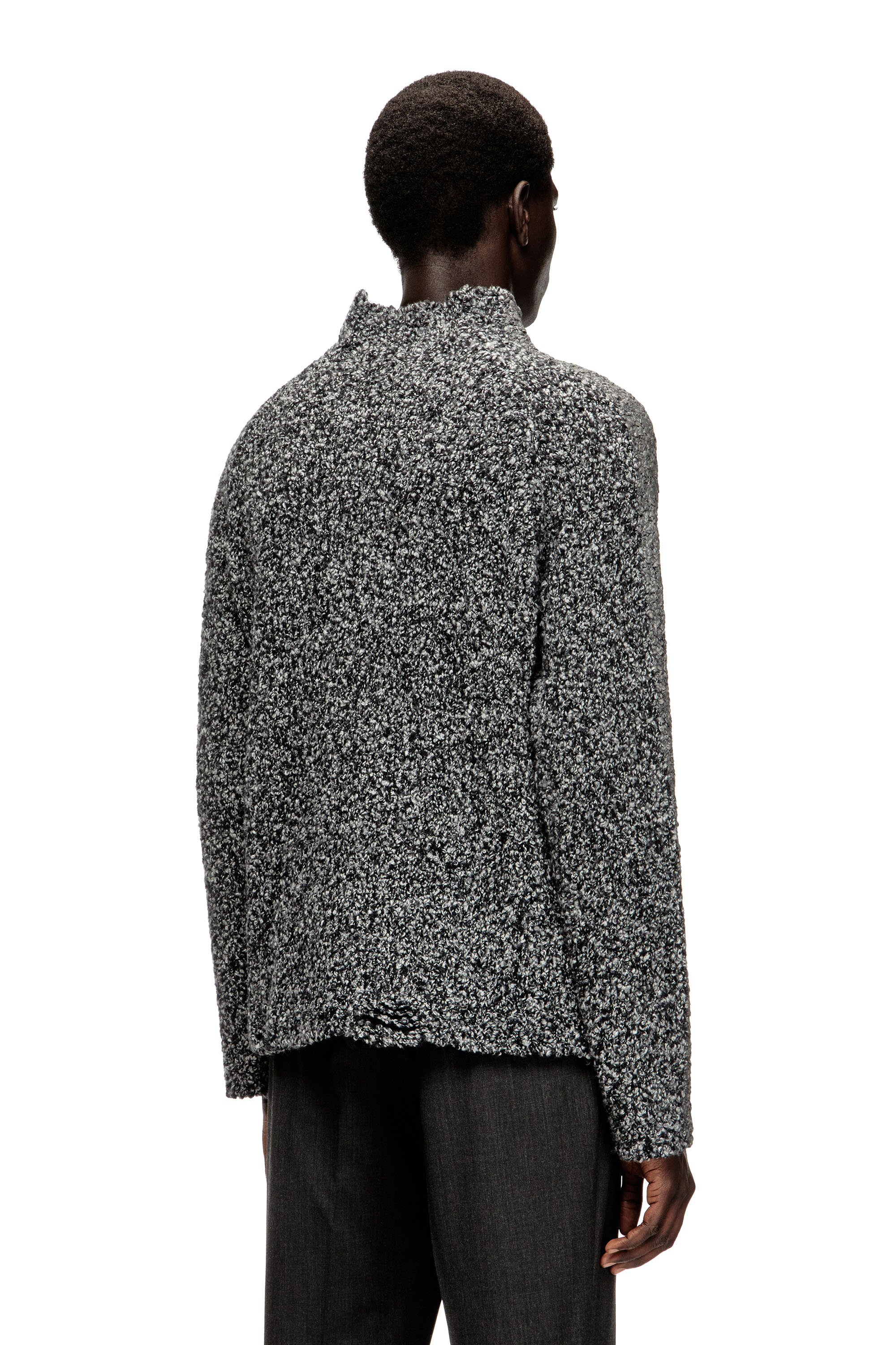 Diesel - K-ERLAND, Pull en maille bouclée avec bandes sur les manches Homme in Noir - 4