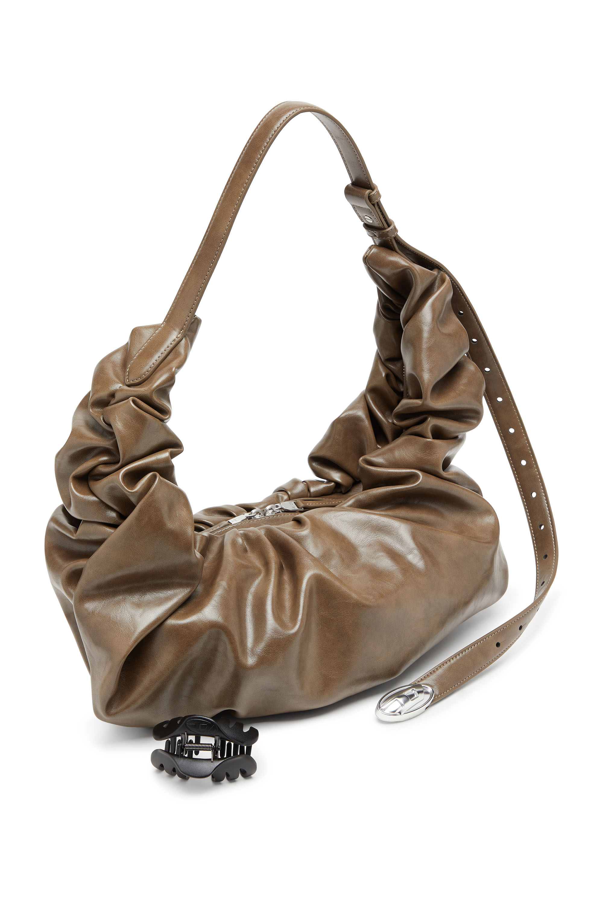 Diesel - GRAB-D HOBO L, Grand sac hobo froissé en PU brillant Femme in ToBeDefined - 5