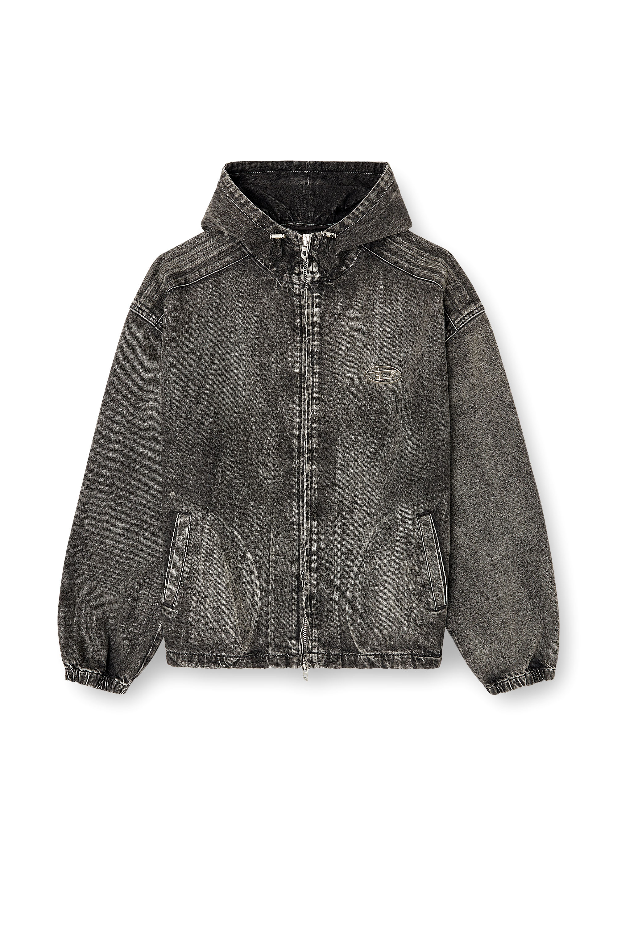 Diesel - THUGJACK, Veste à capuche en denim délavé Mixte in Noir - 2