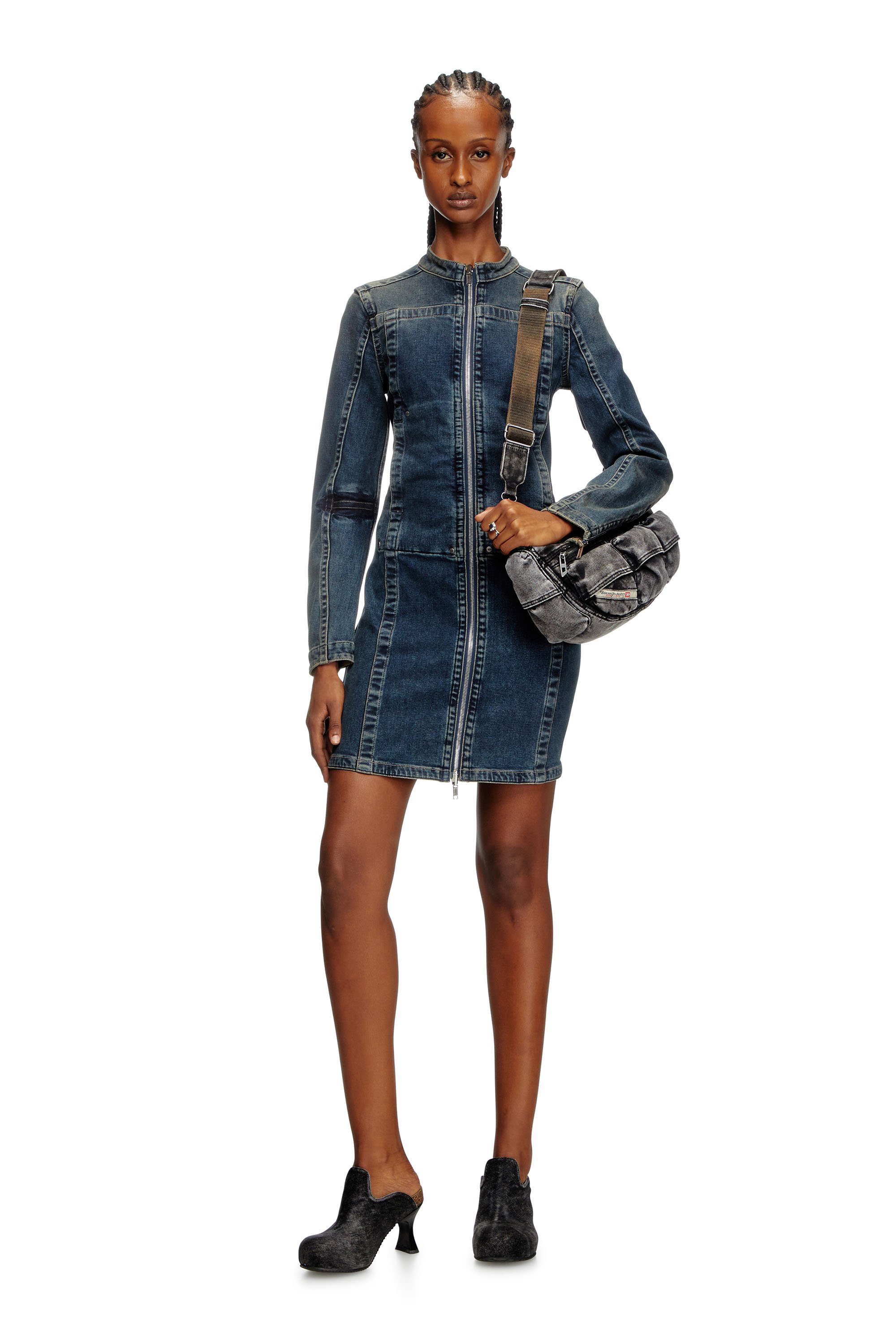 Diesel - DE-ROMI-RE, Robe courte en denim Rehab Femme in Bleu - 3