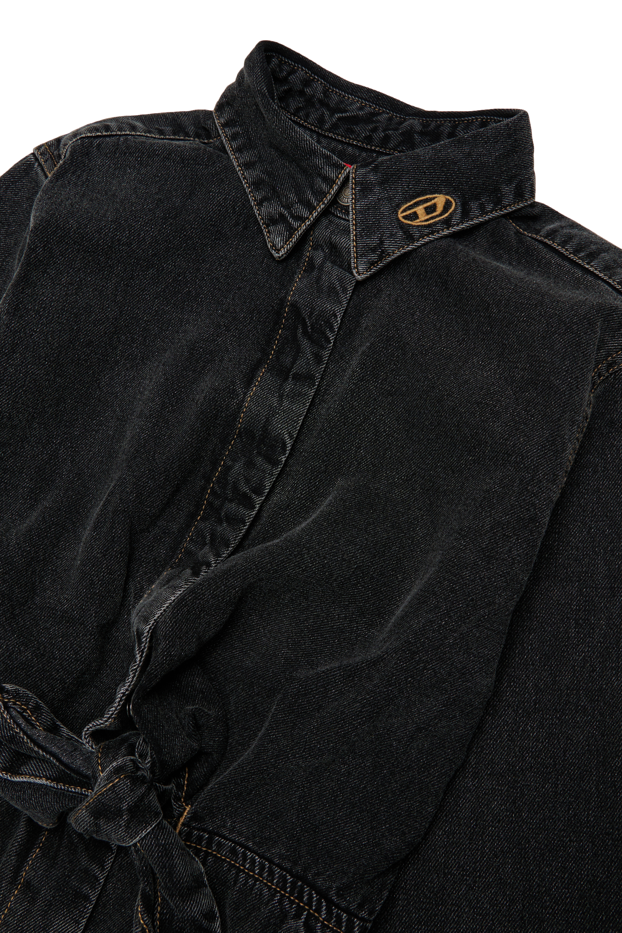 Diesel - DESUSY, Robe-chemise en denim avec ceinture nou&eacute;e &agrave; la taille Femme in Noir - 3