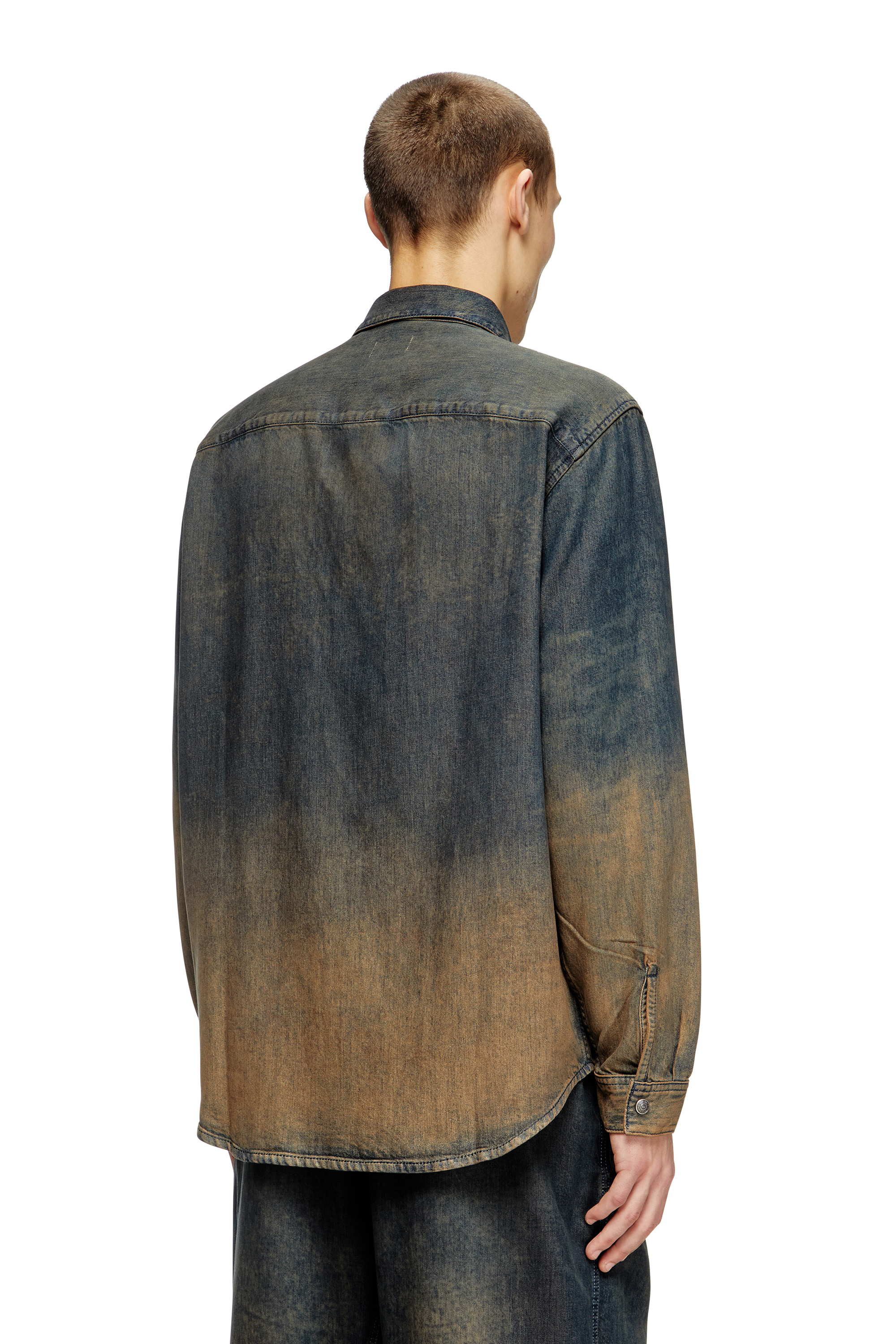 Diesel - D-SIMPLY-S8, Chemise en denim fluide nuancé Homme in Bleu - 4