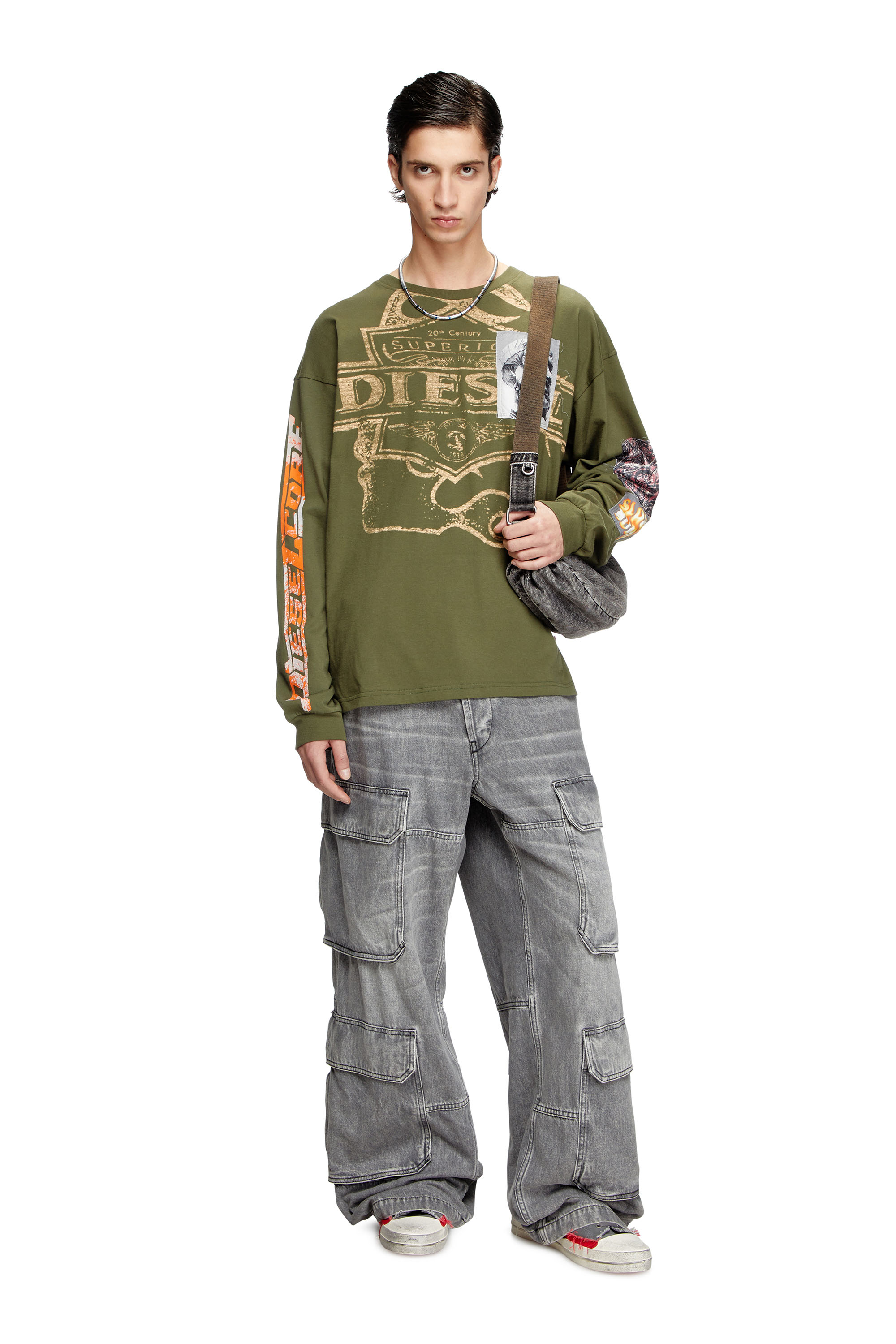 Diesel - T-BOXT-LS-SLITS-R5, Long-sleeve T-shirt with graphic patches Homme in ToBeDefined - 2