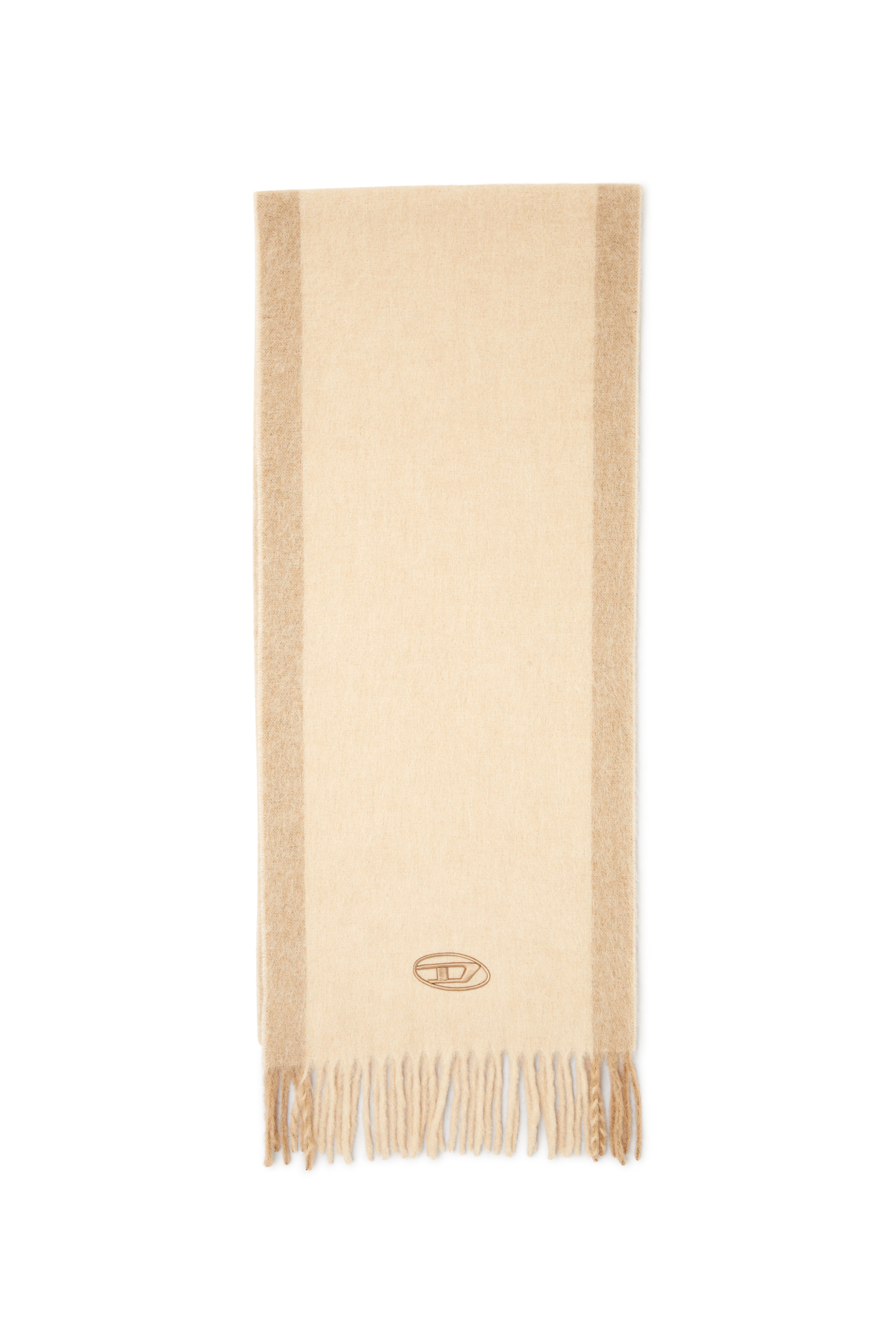 Diesel - S-OLID, Écharpe en mélange de laine avec rayures contrastées Homme in Beige - 1