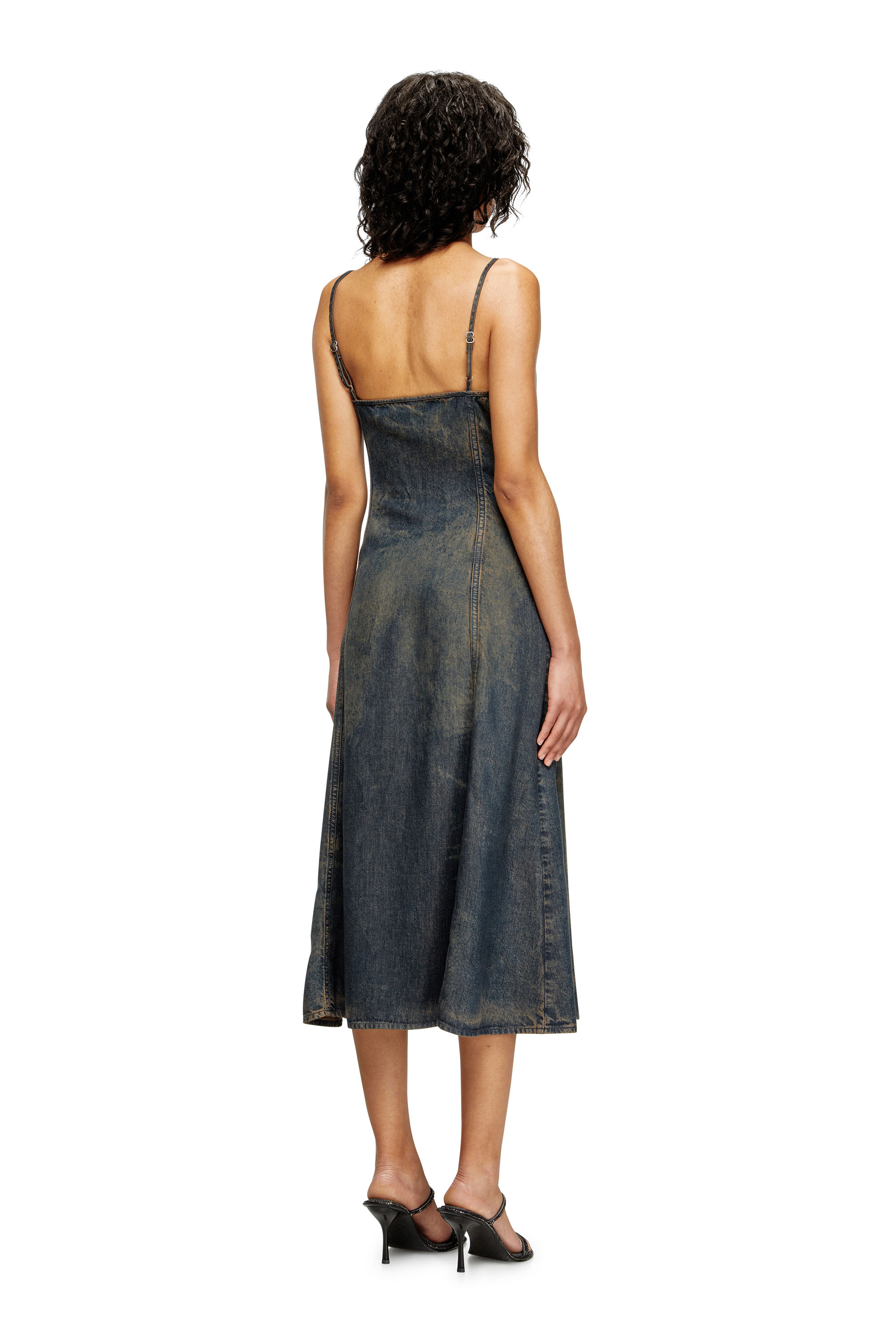 Diesel - DE-BELD-S, Robe midi en denim fluide effet sali Femme in ToBeDefined - 3
