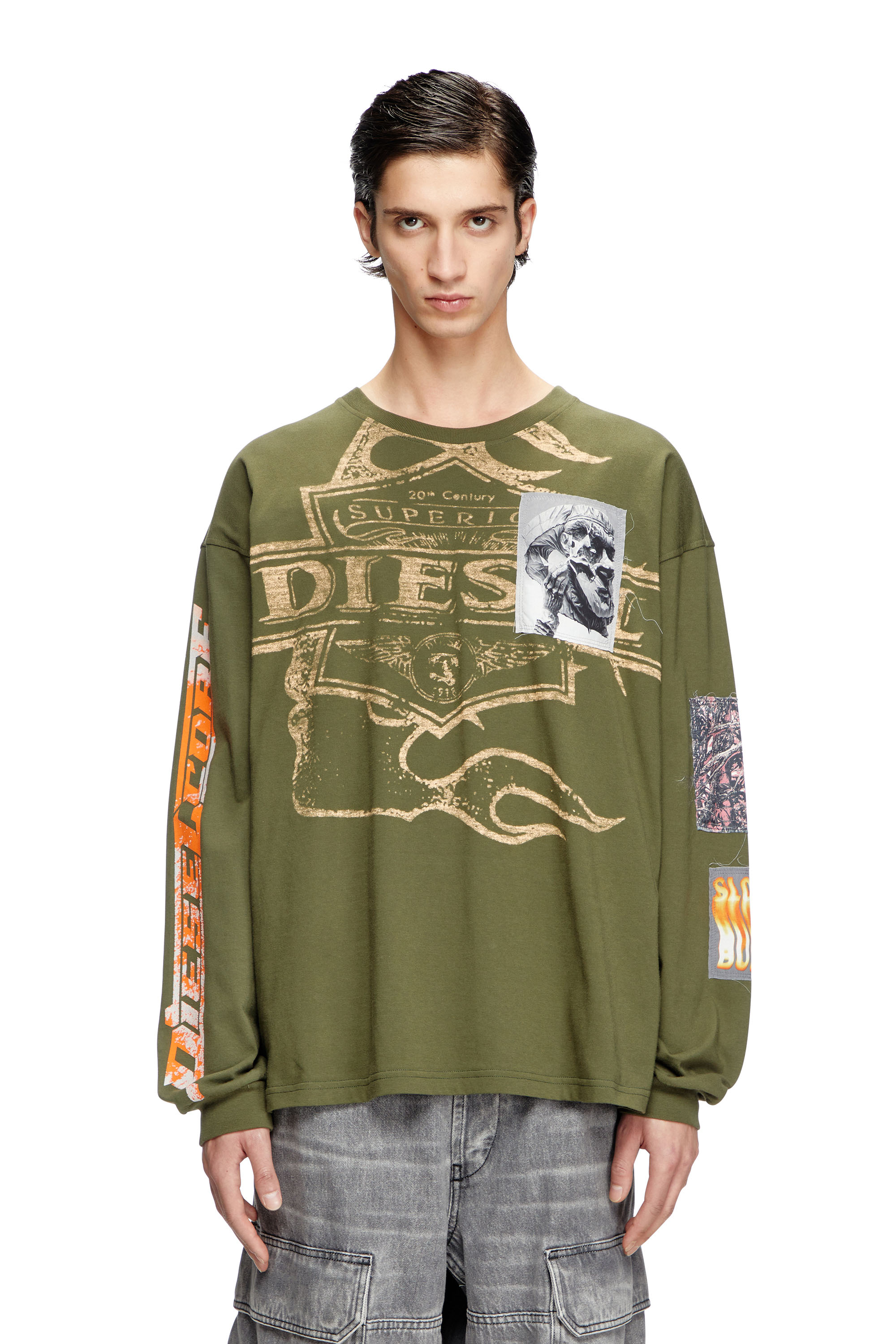 Diesel - T-BOXT-LS-SLITS-R5, Long-sleeve T-shirt with graphic patches Homme in ToBeDefined - 1