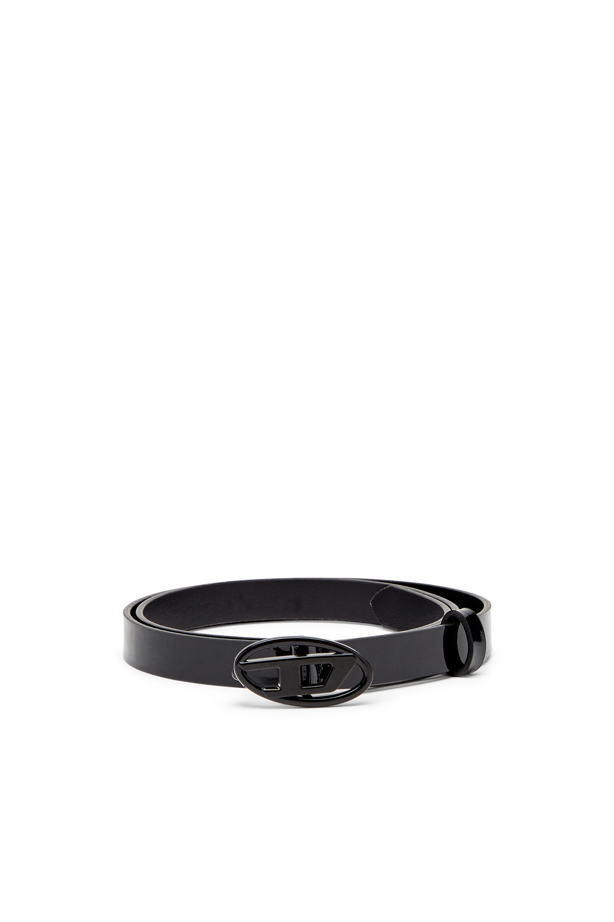 Diesel - B-PLAY 15, Ceinture 1.5 cm slim en cuir brillant Femme in Noir - 1