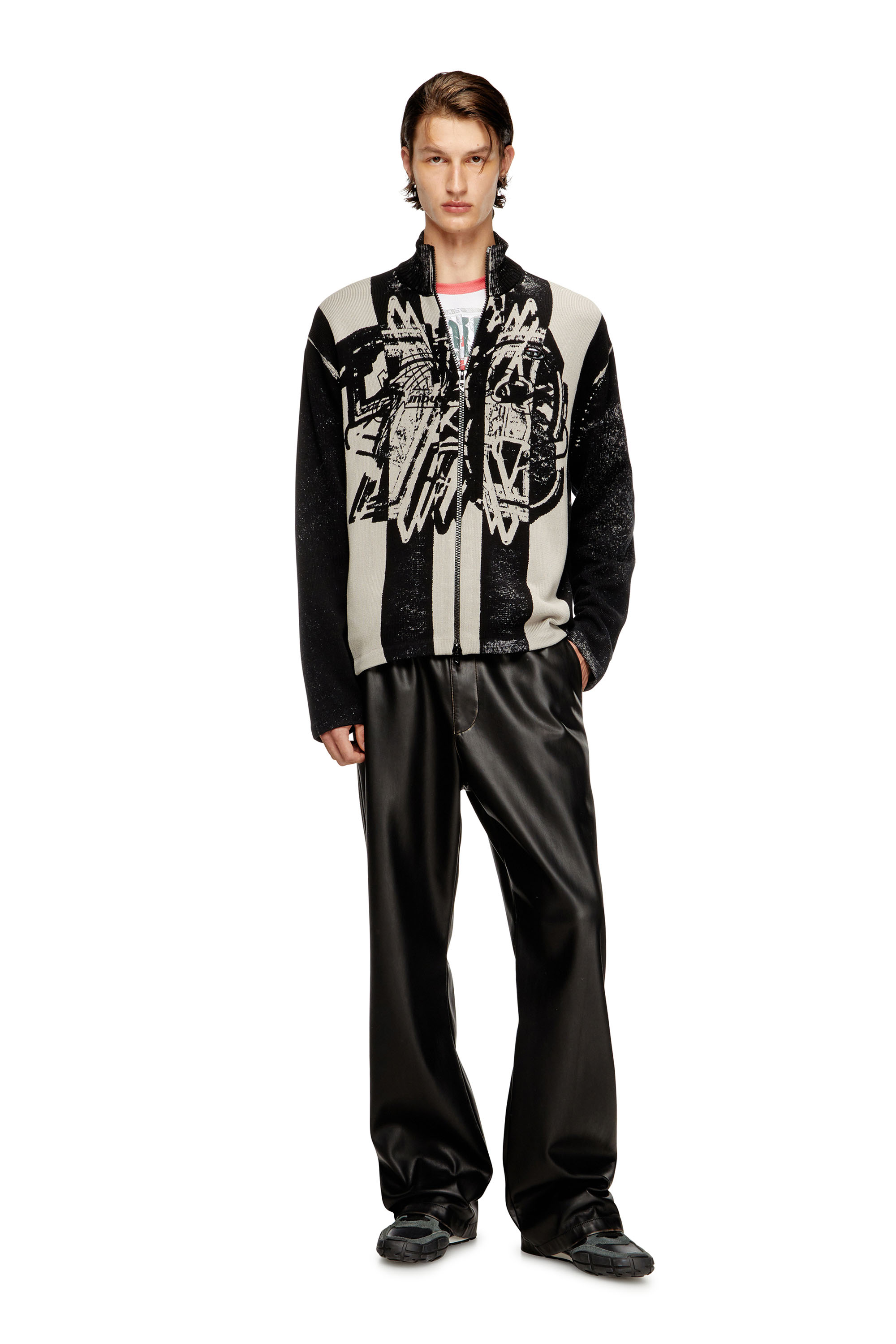 Diesel - K-OLIBA-JKT, Cardigan zippé à rayures, imprimé à l'intérieur Homme in ToBeDefined - 2