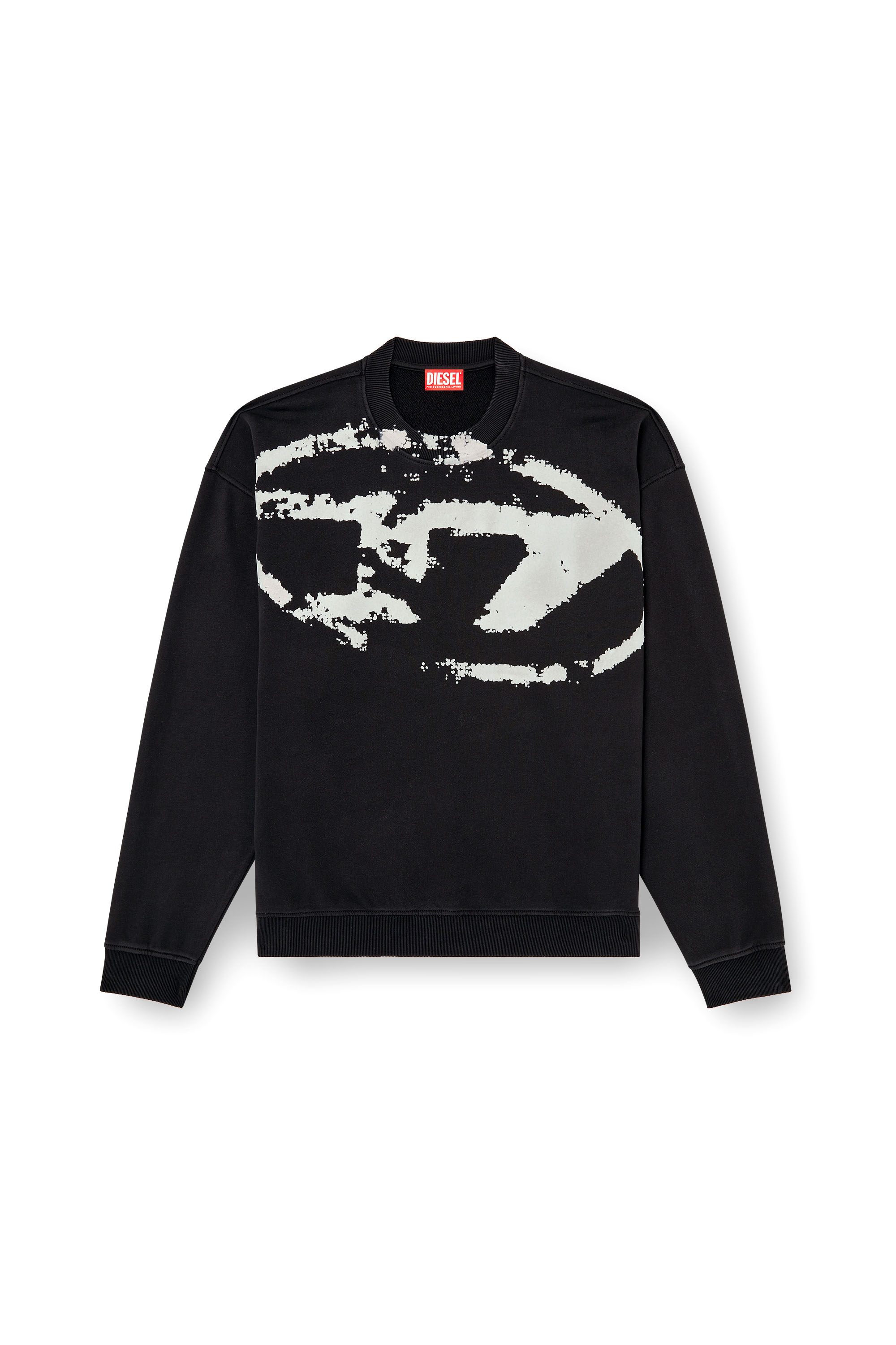 Diesel - S-BOXT-N5, Sweat-shirt avec logo floqué effet vieilli Homme in Noir - 3