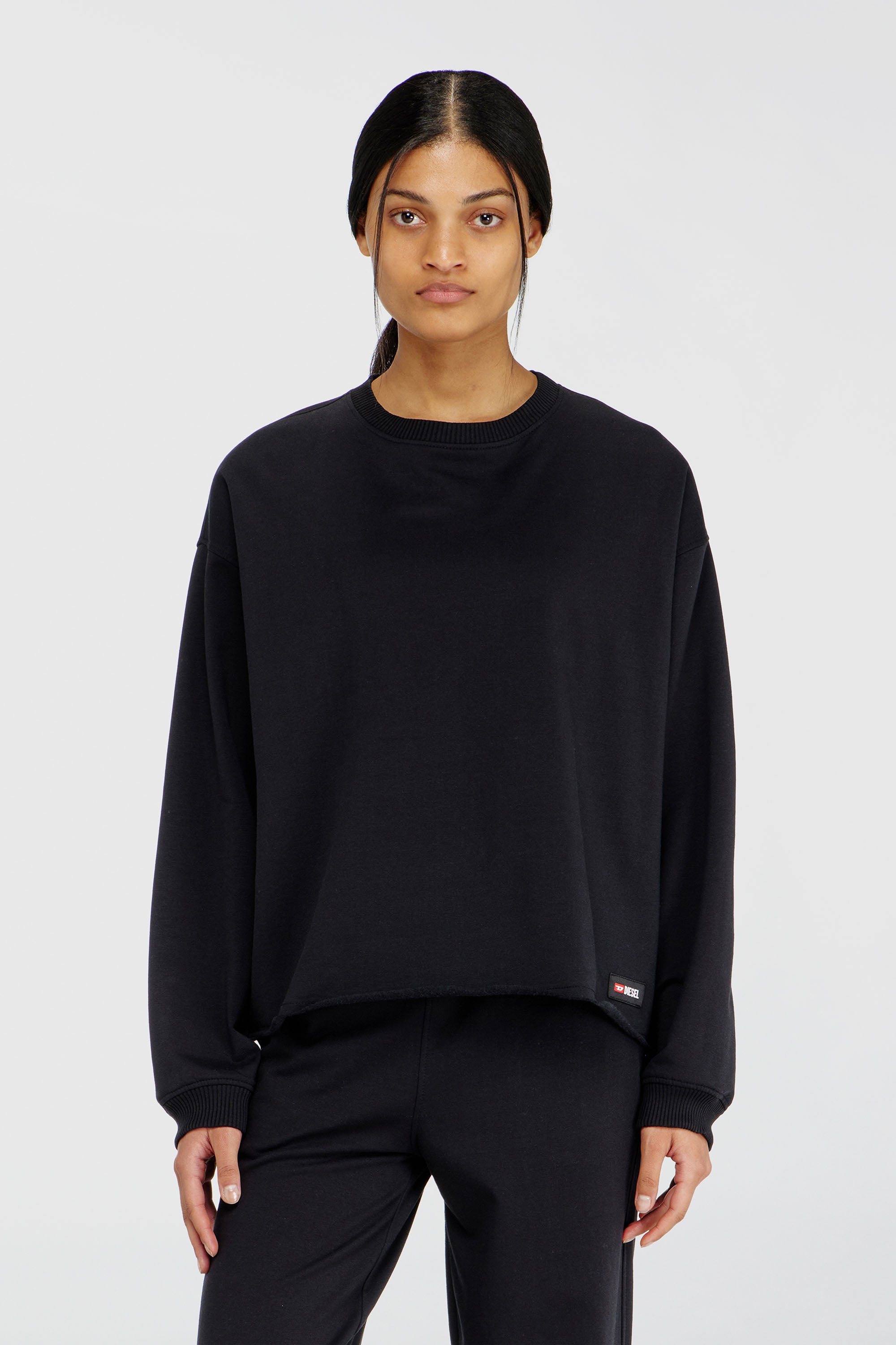 Diesel - PATRICIA-D-CORE, Sweat gratt&eacute; avec ourlet franc Femme in Noir - 1