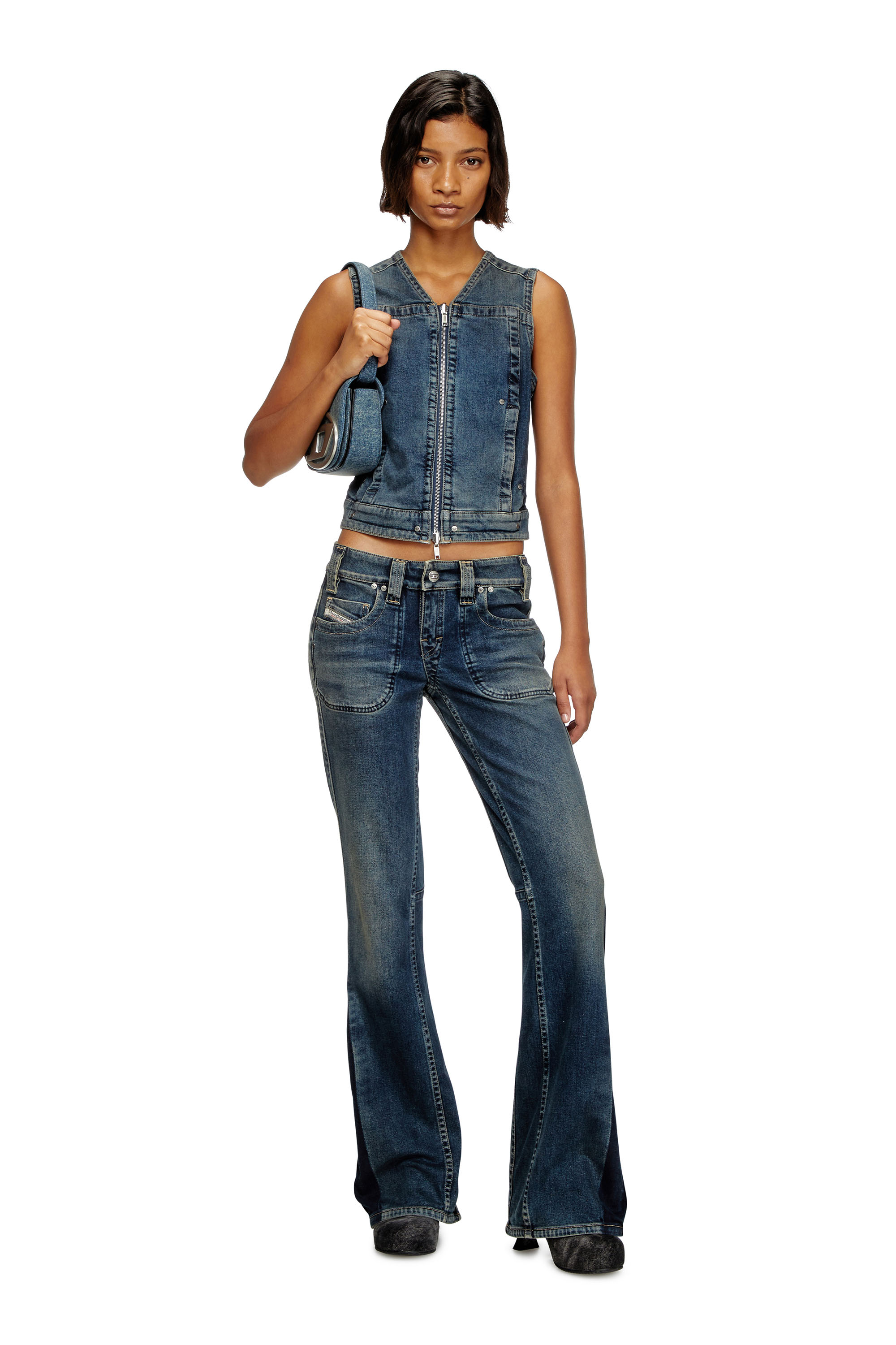 Diesel - DE-PROOF-RE, Top zipp&eacute; en denim Rehab Femme in Bleu - 1