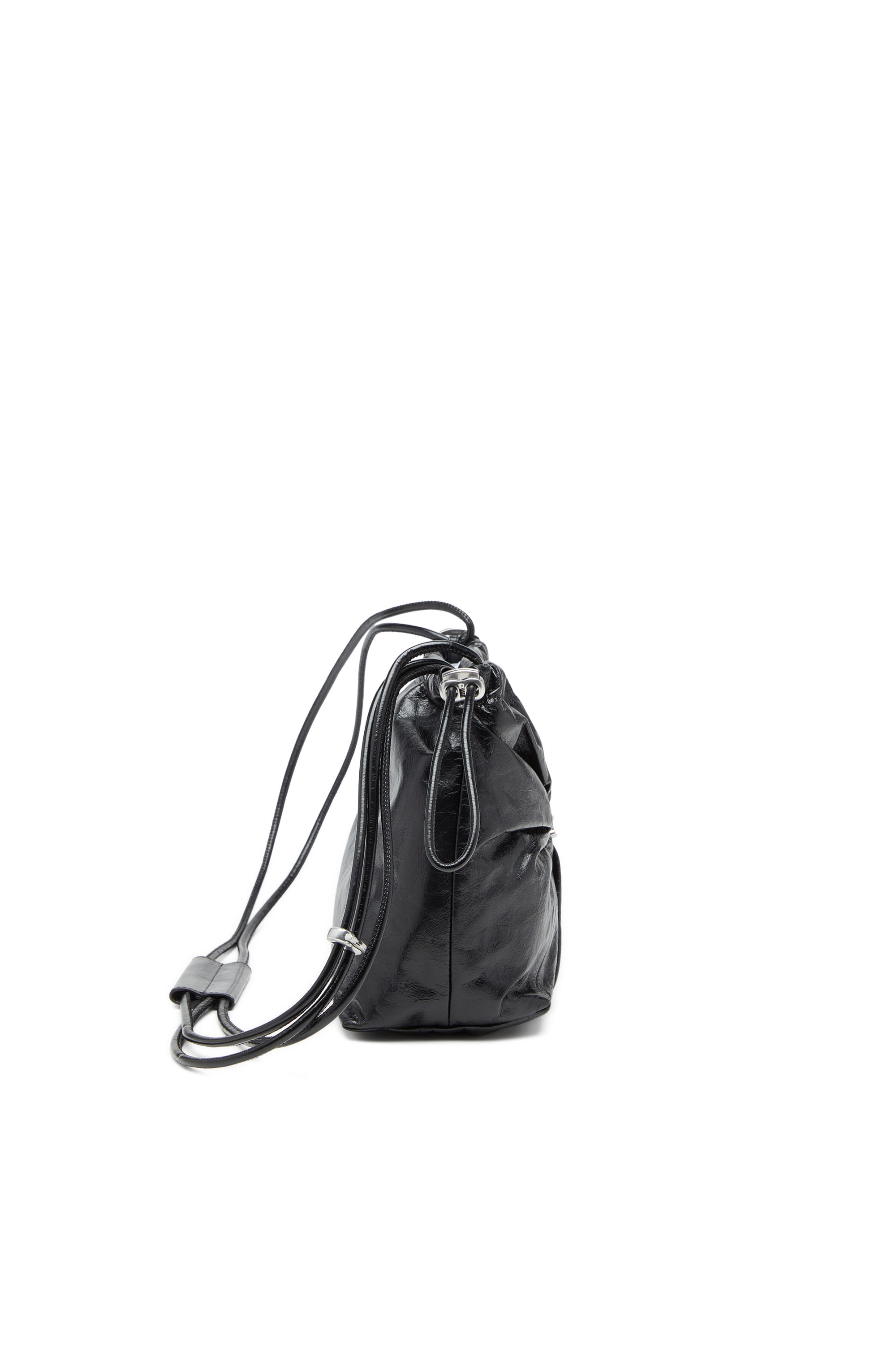 Diesel - SCRUNCH-D BUCKET, Scrunch-D-Sac seau en cuir froissé et brillant Femme in Noir - 4