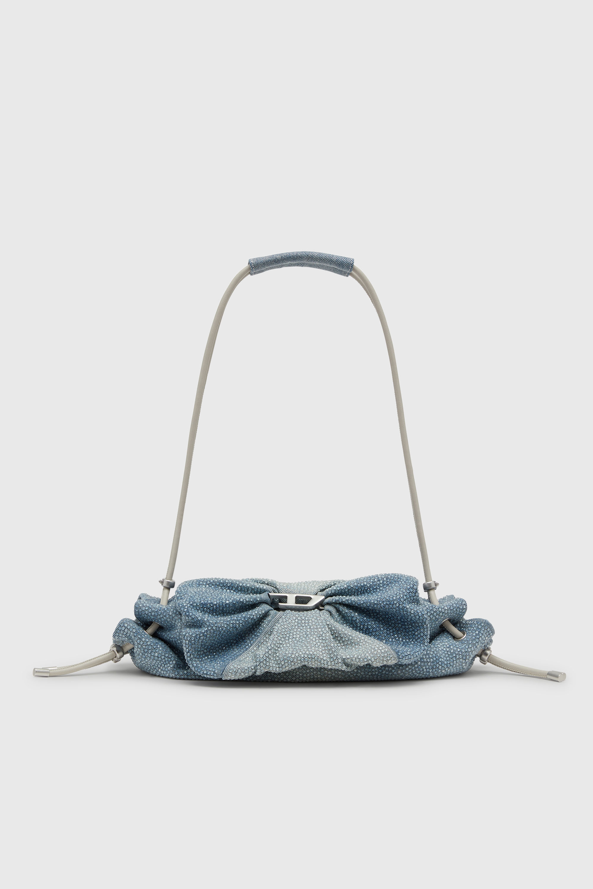 Diesel - SCRUNCH-D SHOULDER S, Scrunch-D - Sac &eacute;paule en denim avec cristaux transparents Femme in Bleu - 2
