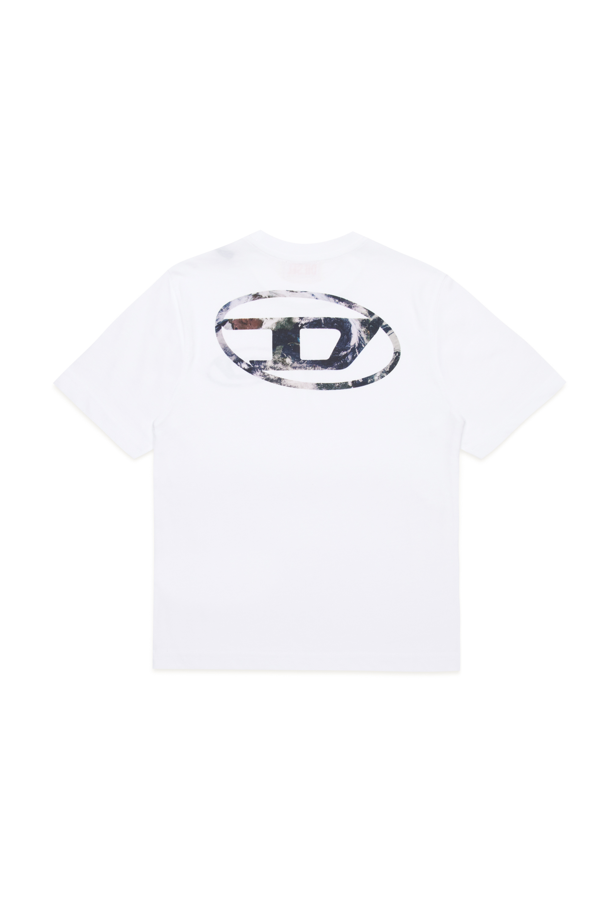 Diesel - TWASHL6 OVER, Homme T-shirt avec logo Oval D effet marbré in Blanc - Image 2