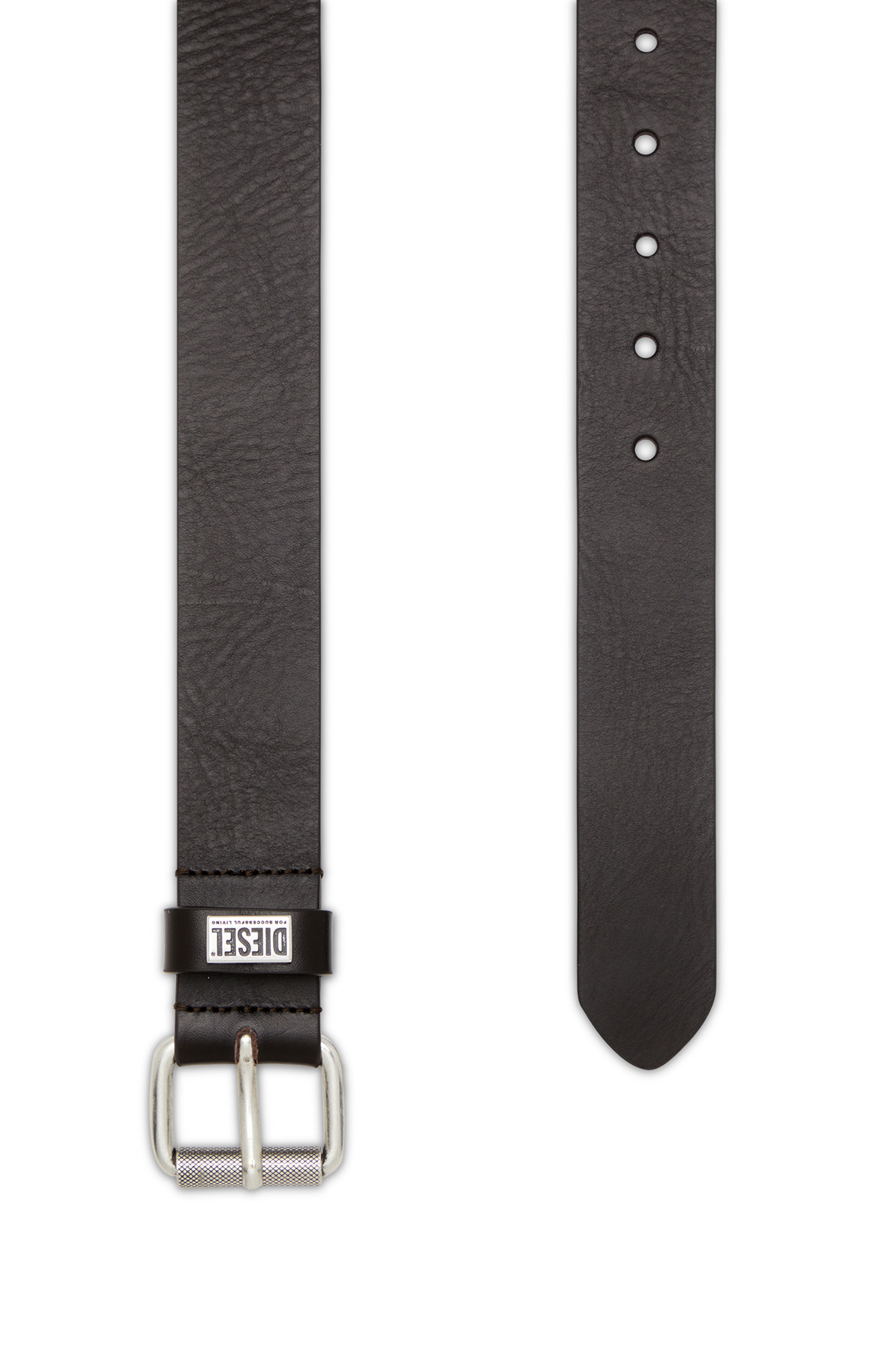 Diesel - B-BISCOTTO-LOOP, Ceinture 3.5 cm en cuir avec plaque à logo Homme in Marron - 2