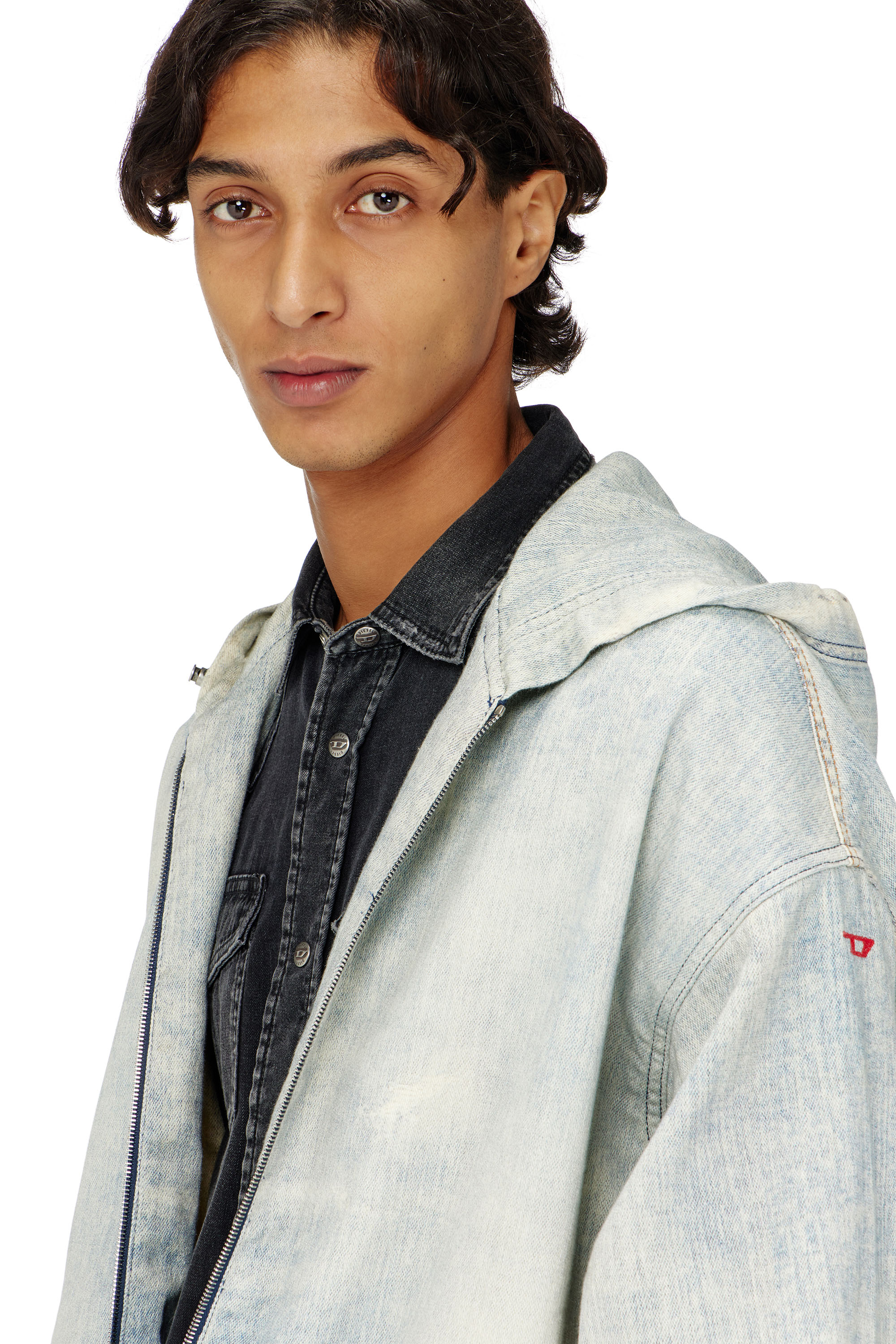 Diesel - D-WYNNY JOGG, Hooded JoggJeans veste effet trompe-l&rsquo;&oelig;il Homme in Bleu - 5
