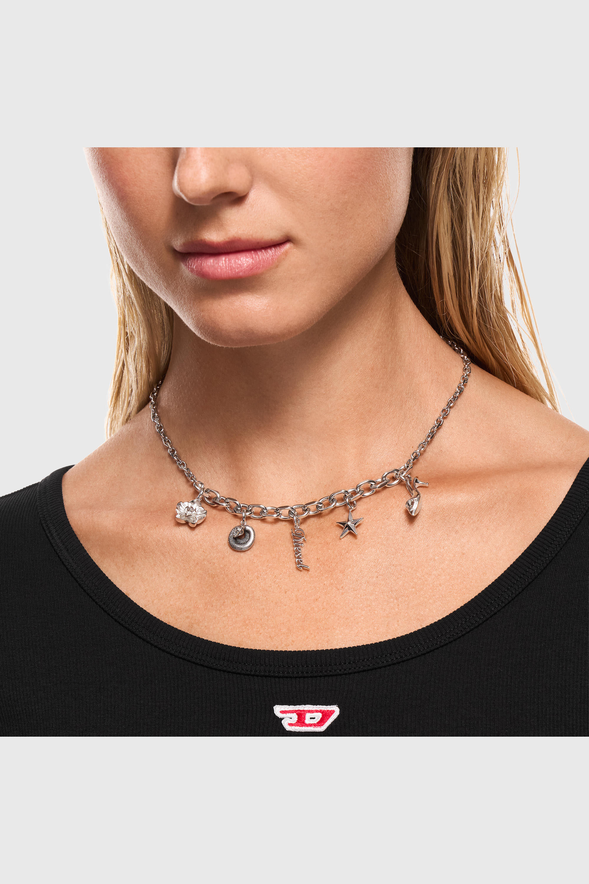 Diesel - DX1745040, Collier &agrave; breloques en acier inoxydable Mixte in Gris argent&eacute; - 4