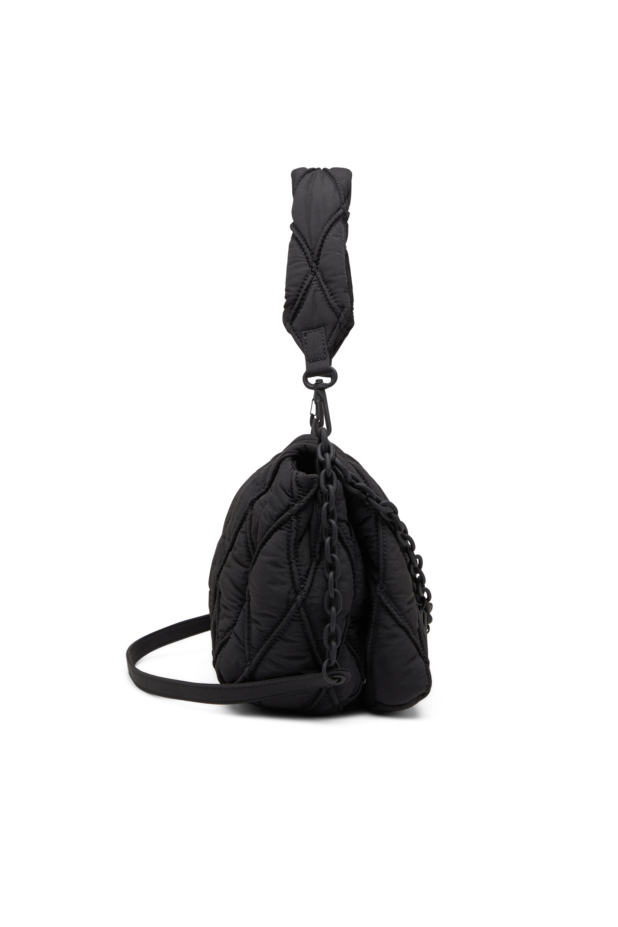 Diesel - CHARM-D SHOULDER M, Woman's Charm-D-M-Shoulder bag in quilted nylon in Black - 3