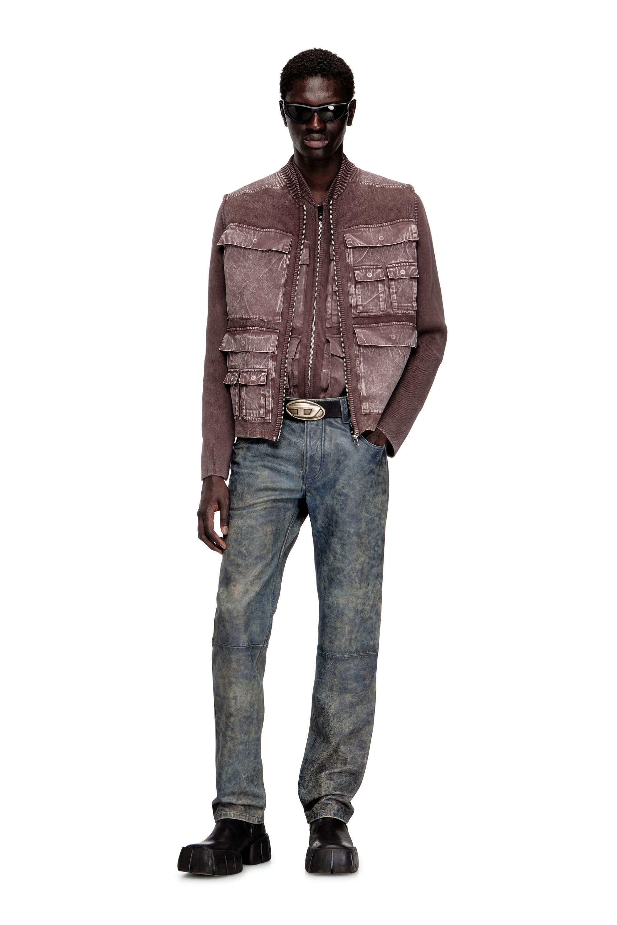 Diesel - K-GIULIUS, Gilet zipp&eacute; en maille avec poches cargo Homme in ToBeDefined - 2